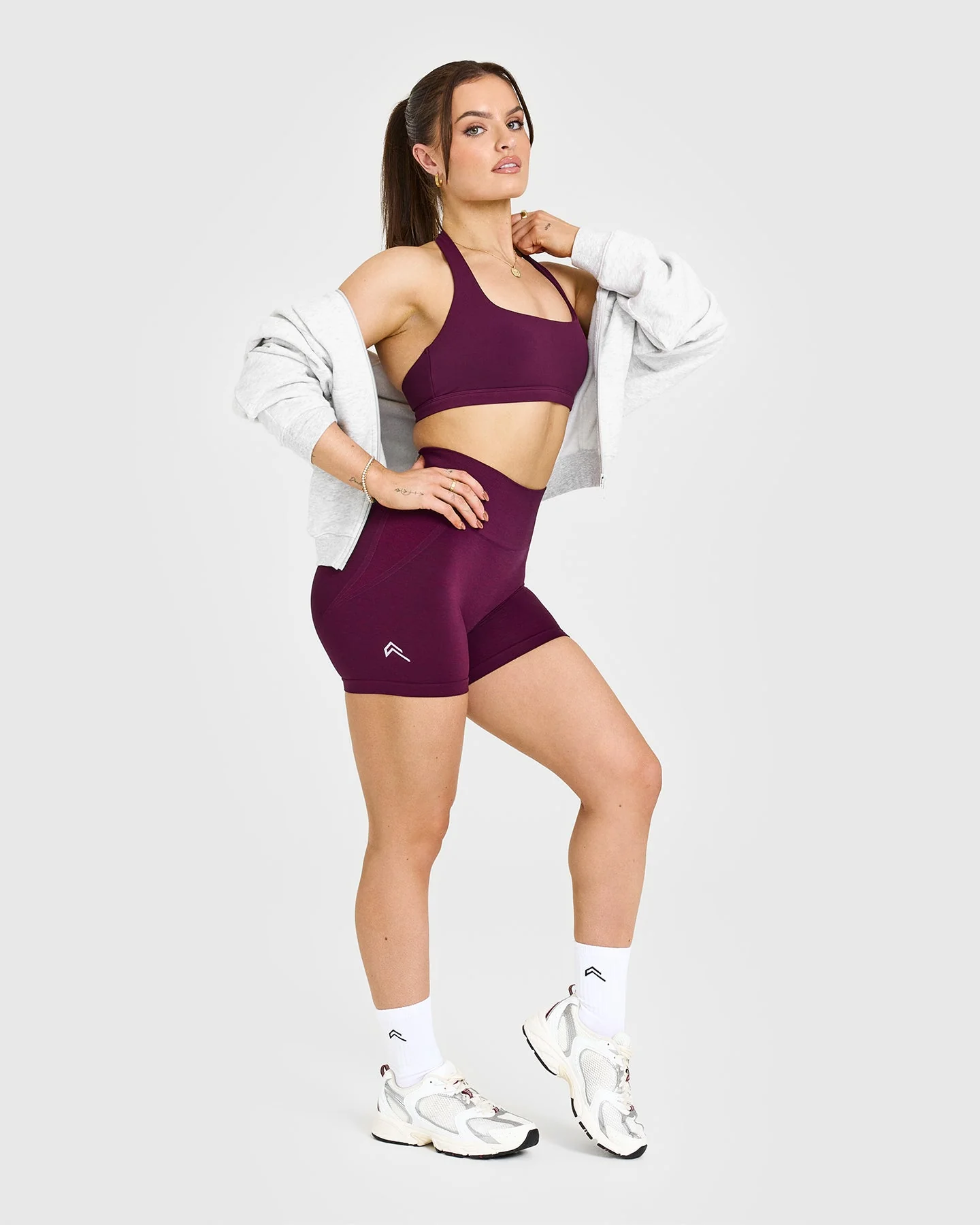 EffortlessLift™ Seamless Shorts with White Logo | Ripe Fig - Image 3