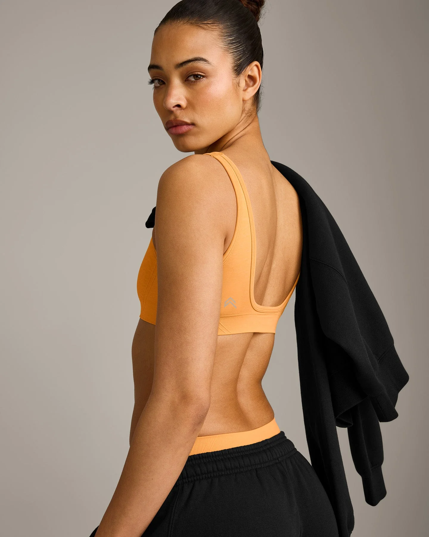 EffortlessLift™ Square Neck Sports Bra with Grey Logo | Powdered Orange - Image 5