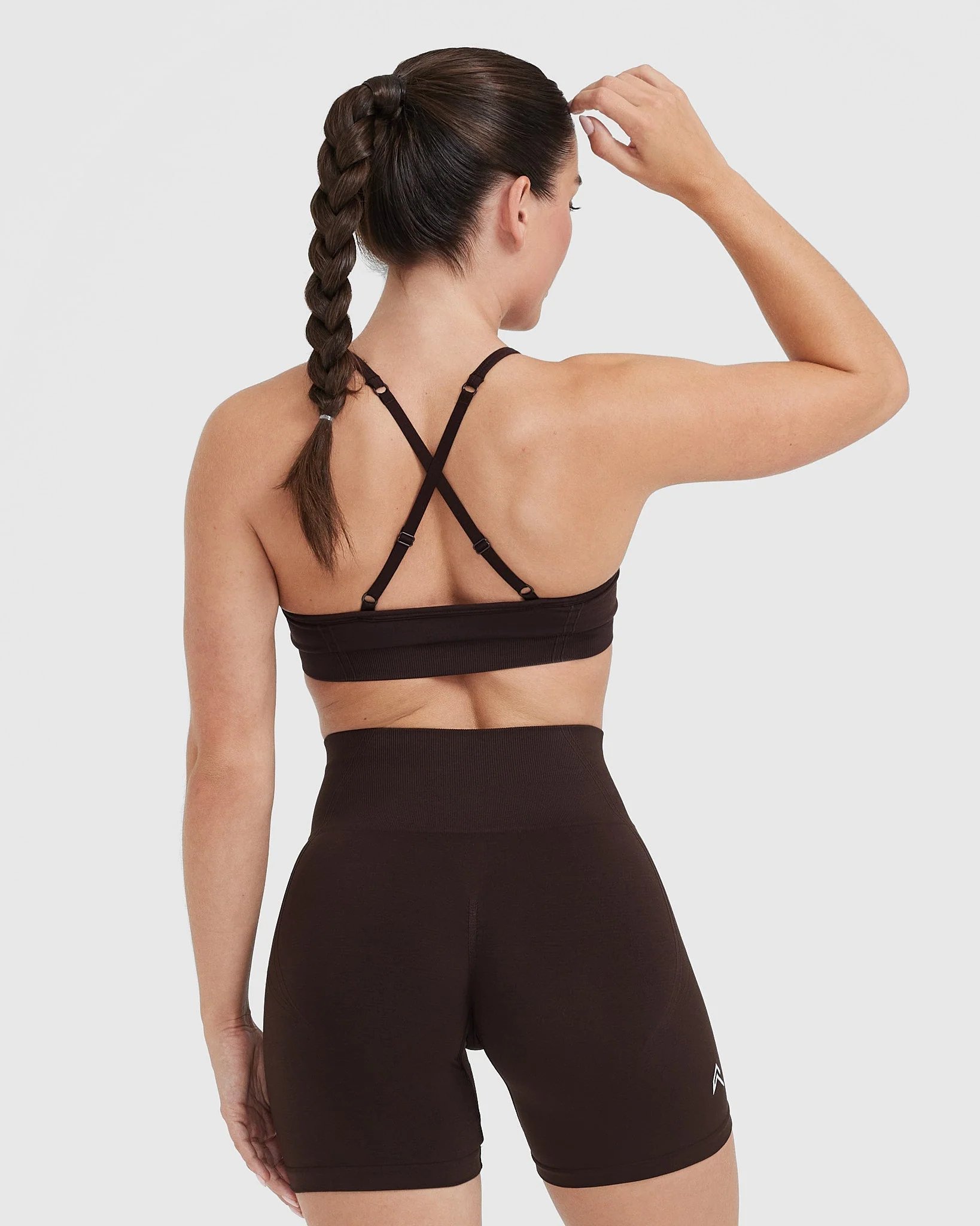 EffortlessLift™ Strappy Bralette with White Logo | 70% Cocoa - Image 2