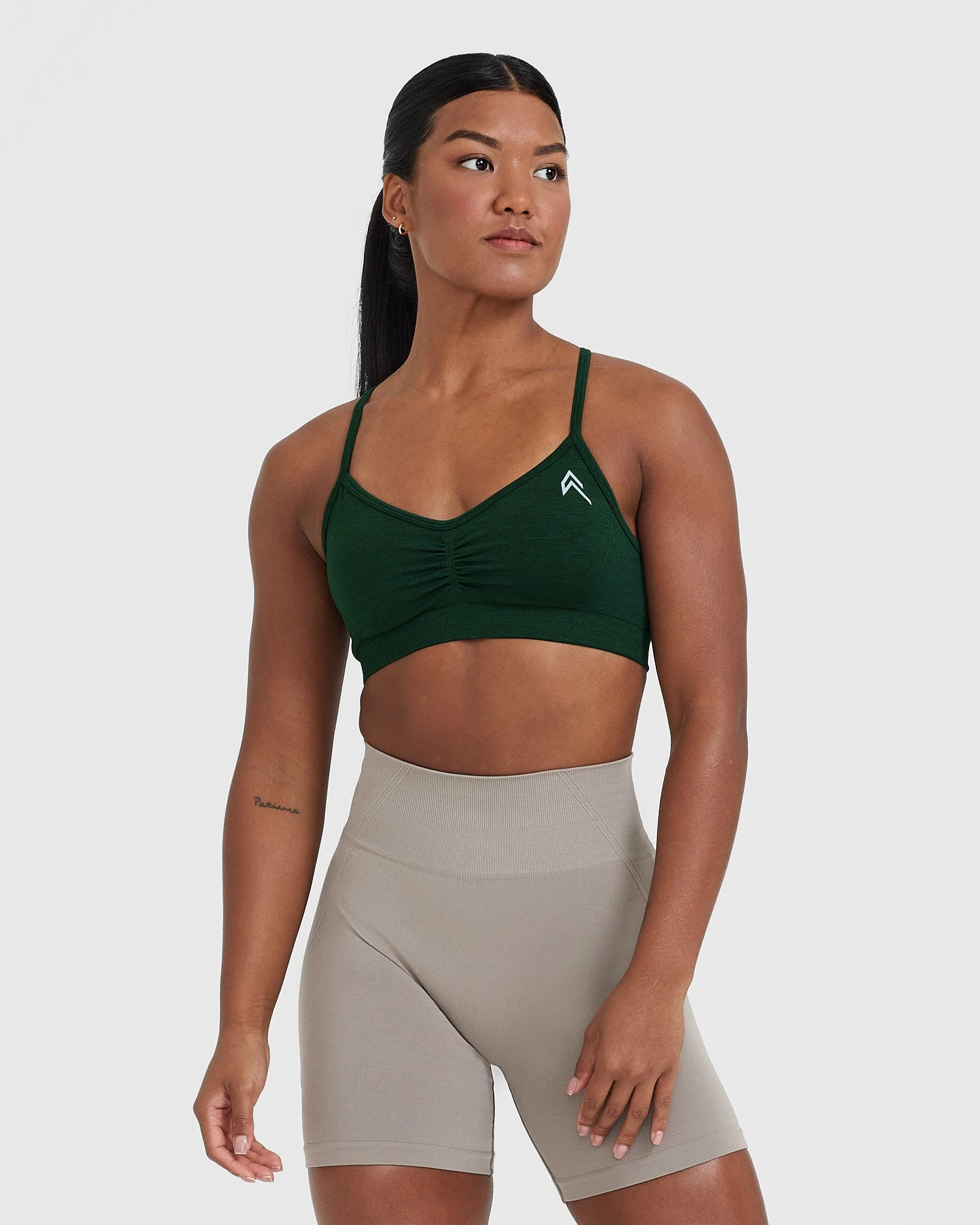 EffortlessLift™ Strappy Bralette with White Logo | Evergreen