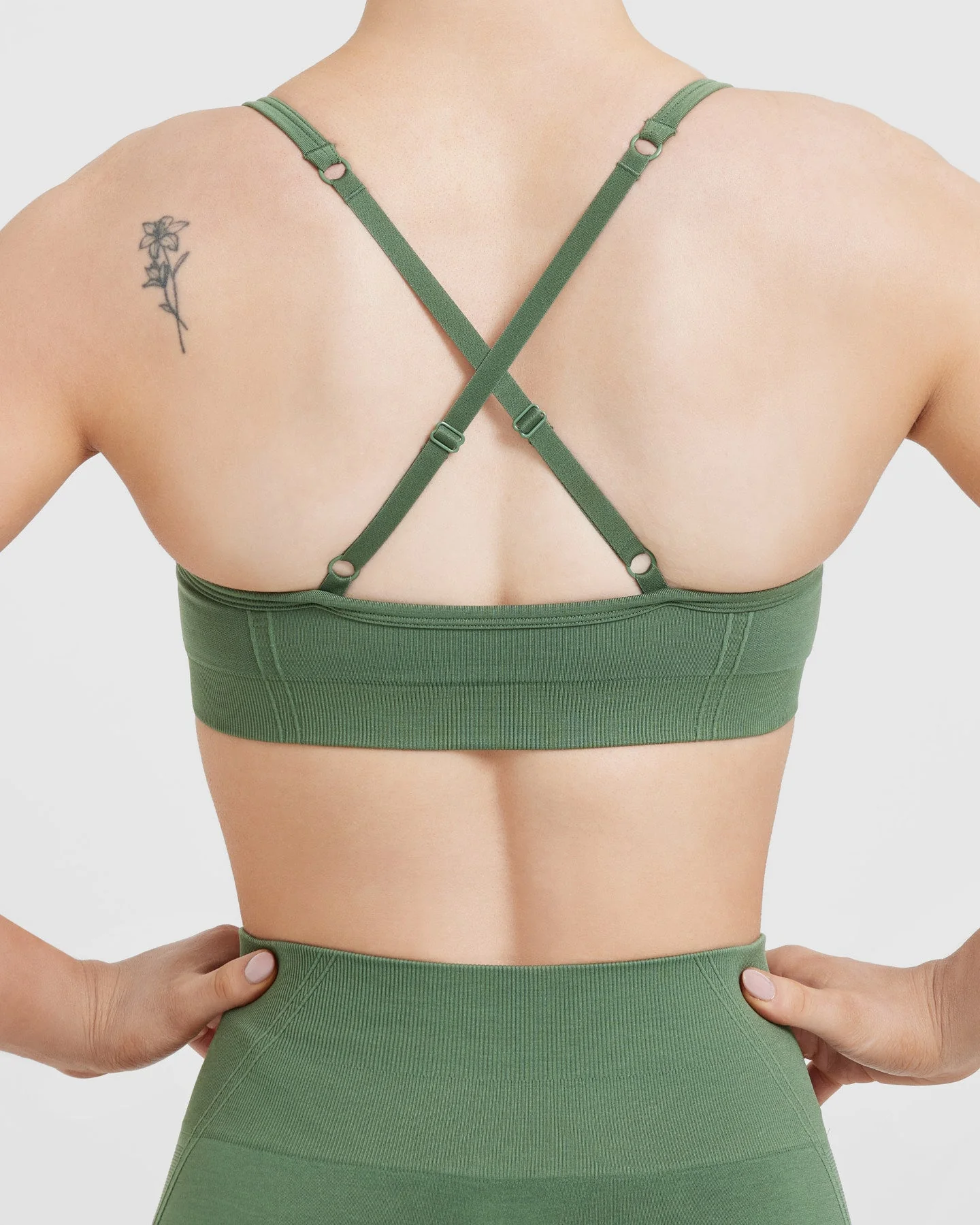 EffortlessLift™ Strappy Bralette with White Logo | Forest Green - Image 5