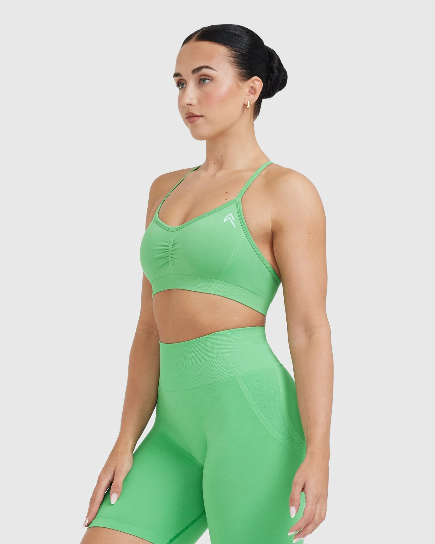 EffortlessLift™ Strappy Bralette with White Logo | Jade - Image 3