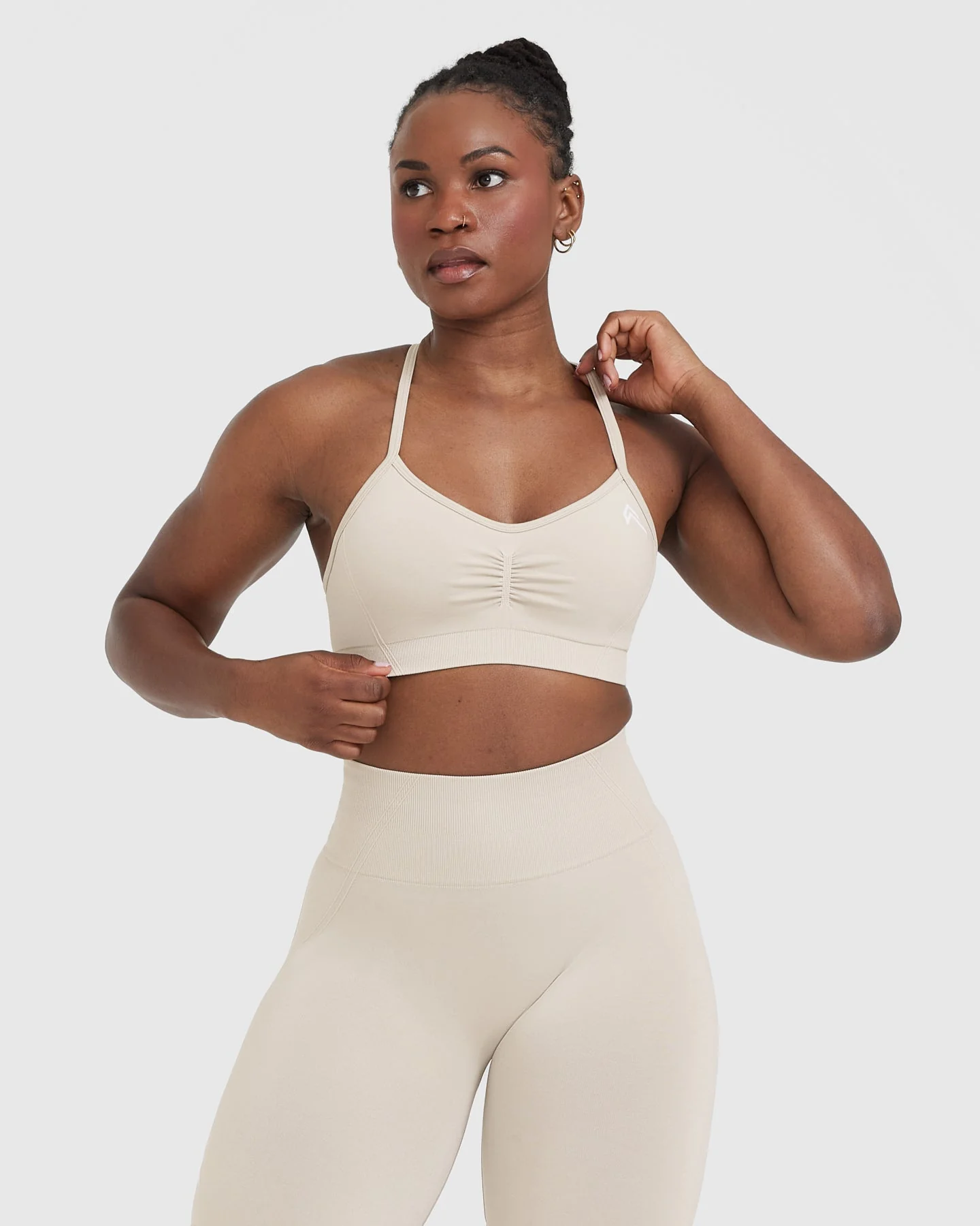 EffortlessLift™ Strappy Bralette with White Logo | Sand