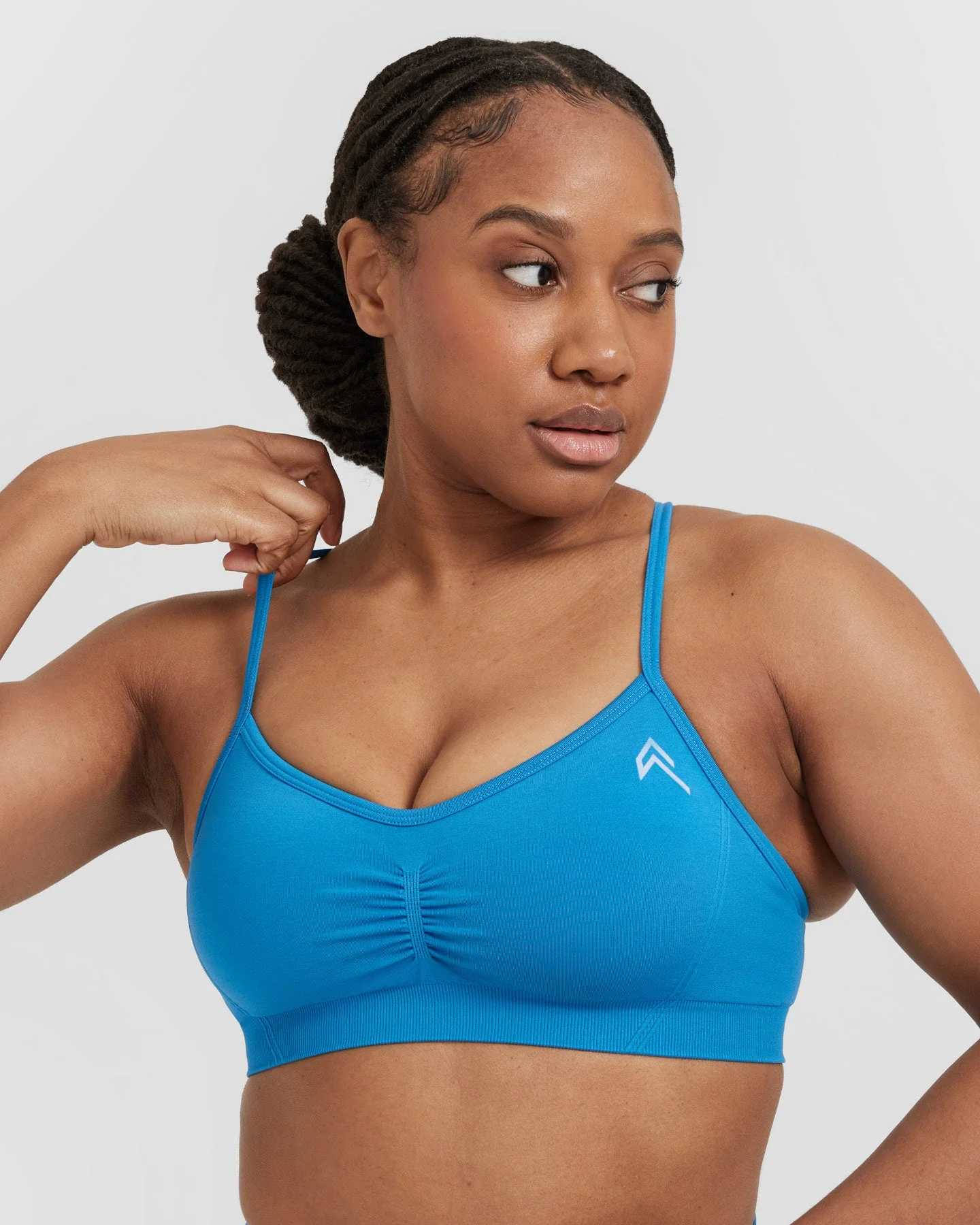 EffortlessLift™ Strappy Bralette with White Logo | Tropical Blue - Image 4