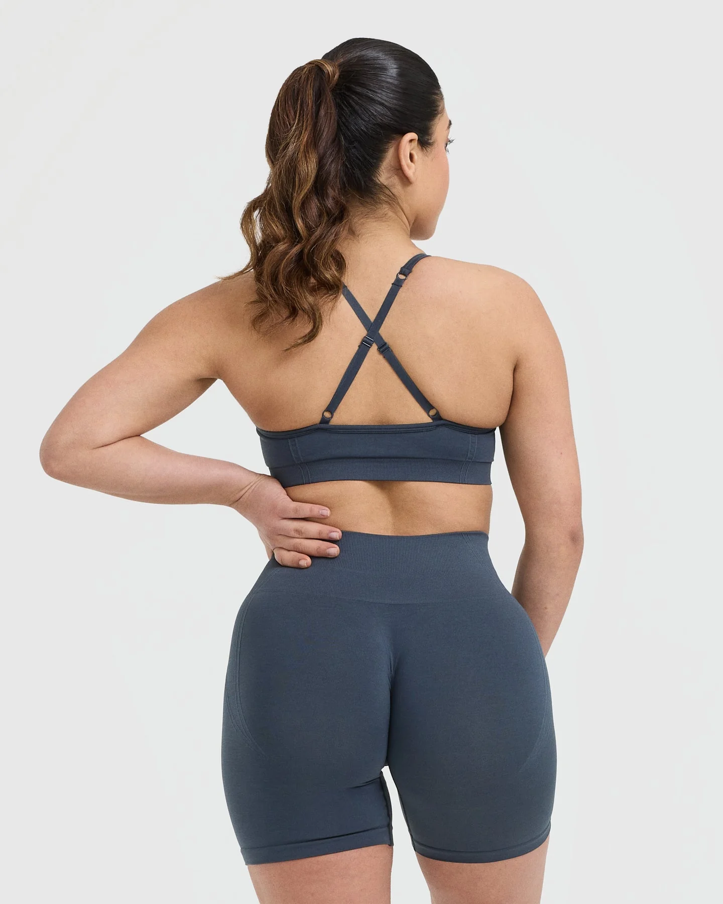 EffortlessLift™ Strappy Bralette with White Logo | True Blue - Image 2