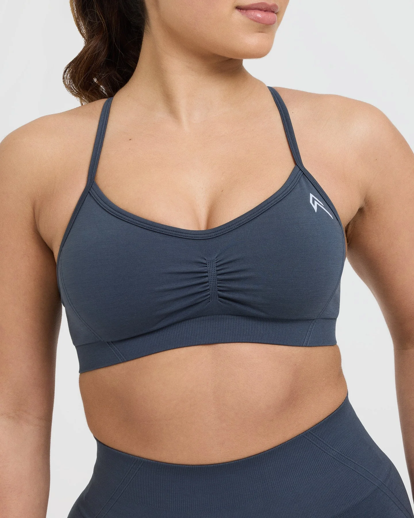 EffortlessLift™ Strappy Bralette with White Logo | True Blue - Image 4