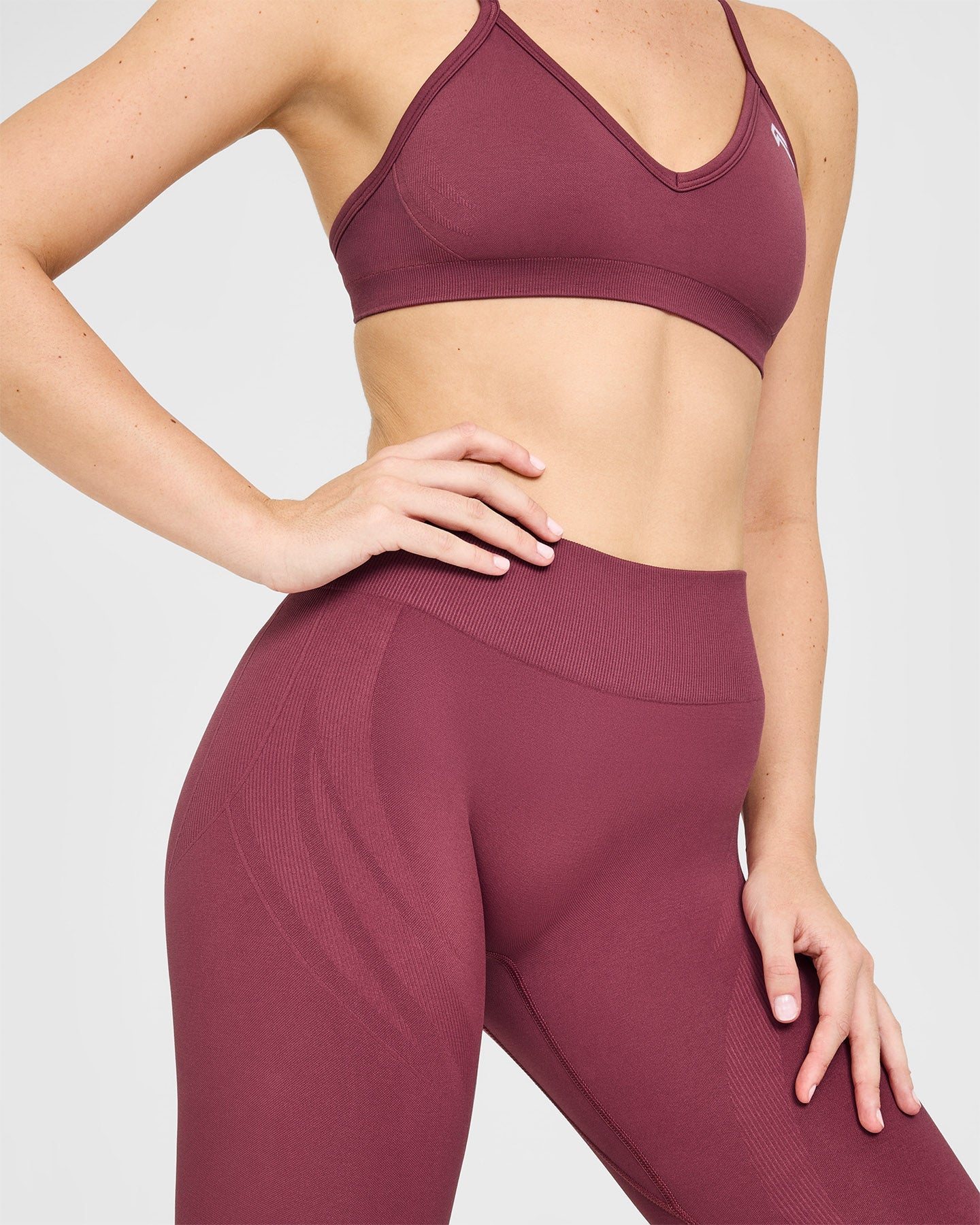 EnhanceLift™ Seamless Leggings with White Logo | Burnt Maroon - Image 5
