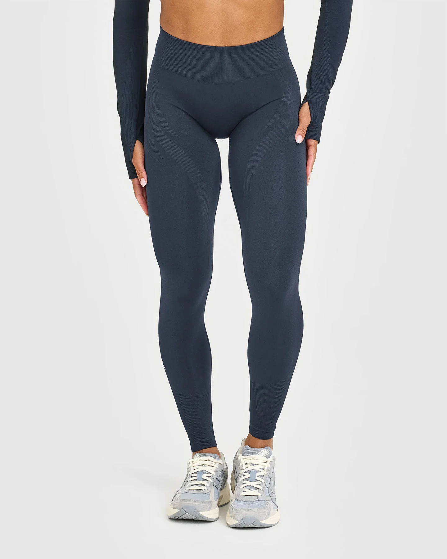 EnhanceLift™ Seamless Leggings with White Logo | True Blue - Image 6