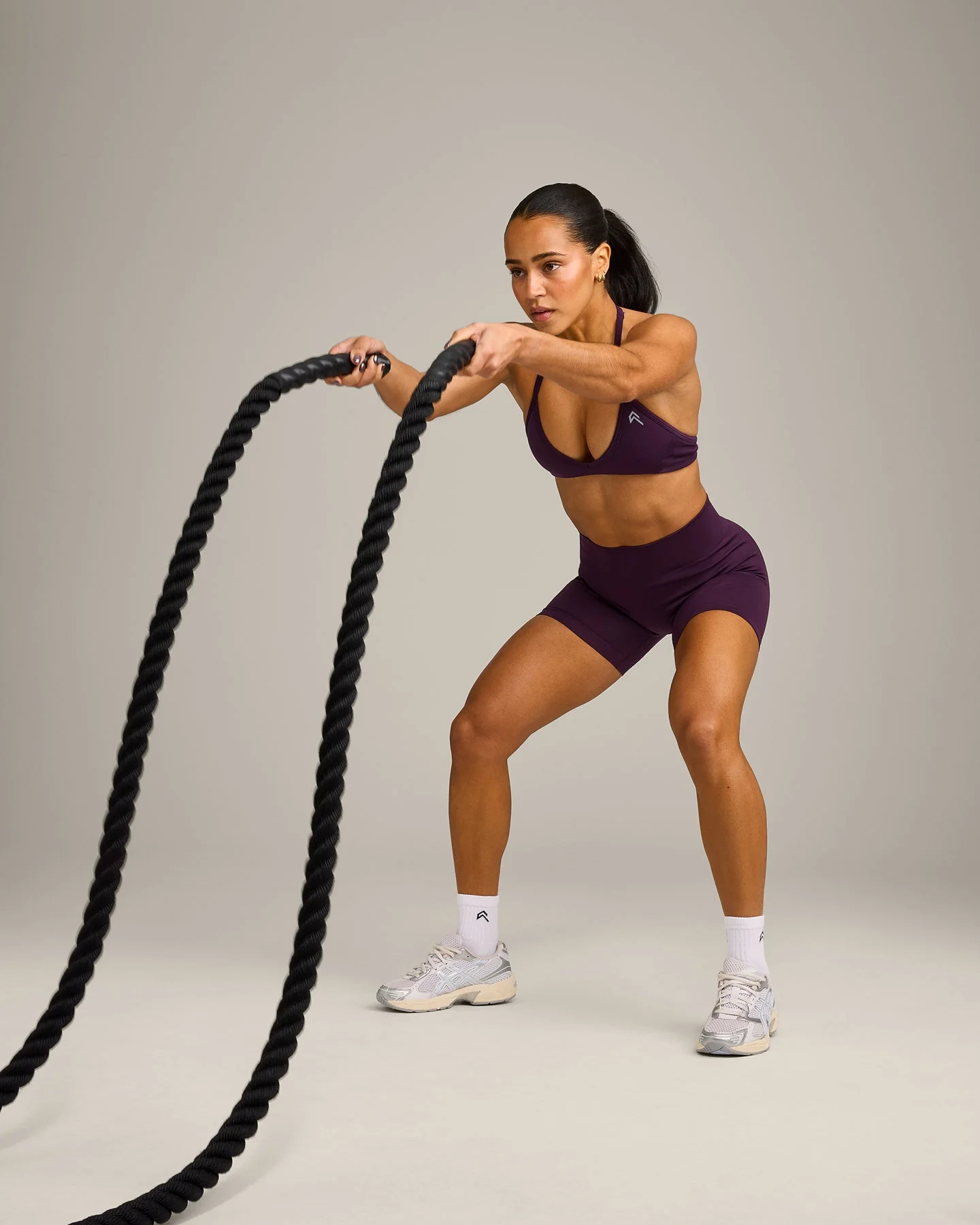 EnhanceLift™ Seamless Shorts with Grey Logo | Blackberry Purple - Image 3