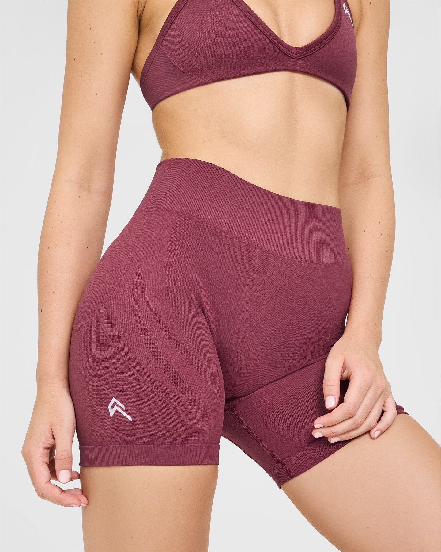 EnhanceLift™ Seamless Shorts with White Logo | Burnt Maroon - Image 6