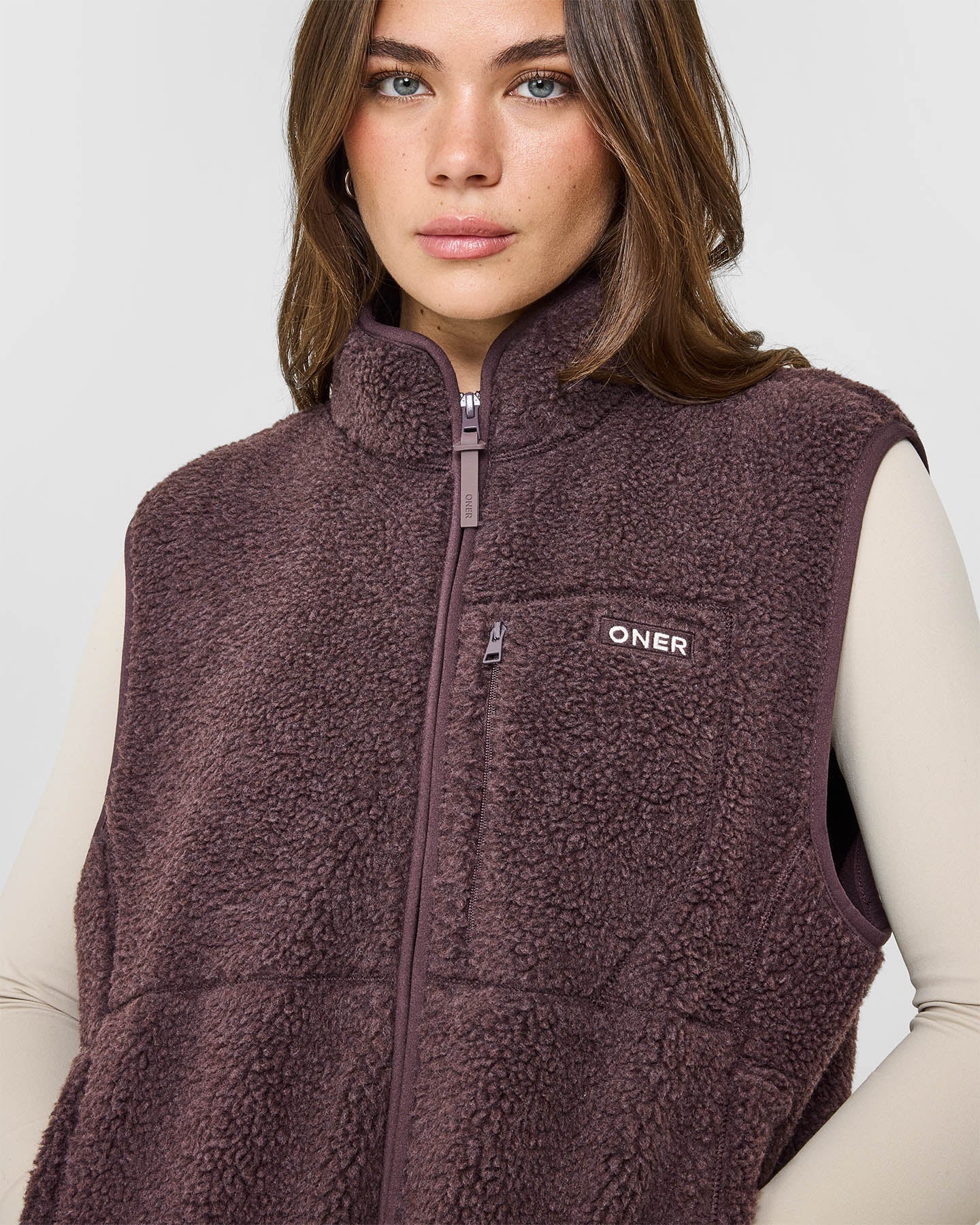 Fleece Gilet with Chest Pocket | Umber Brown - Image 5
