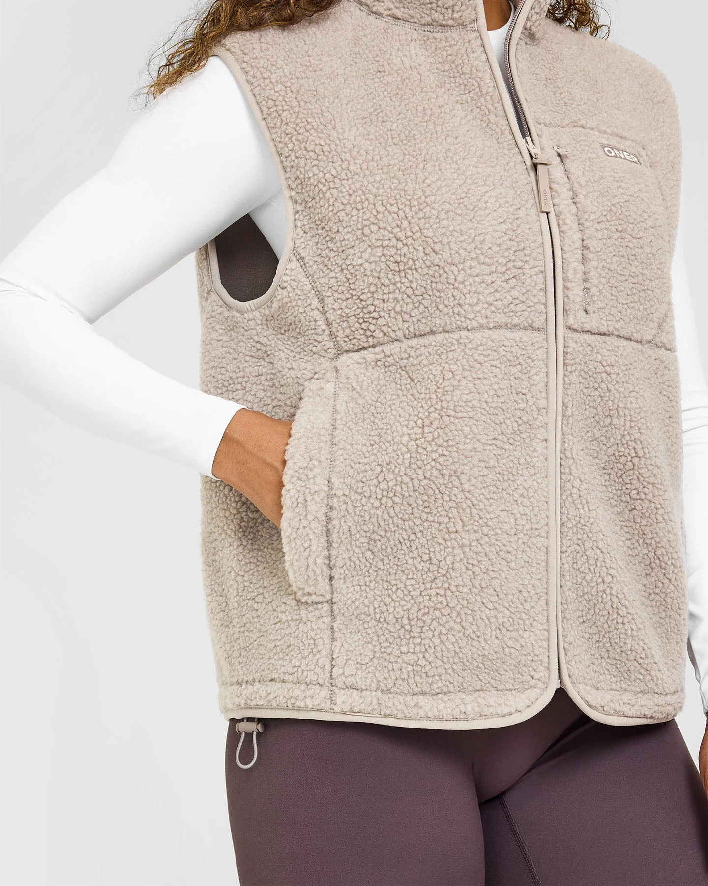 Fleece Gilet with Chest Pocket | Warm Sand - Image 6