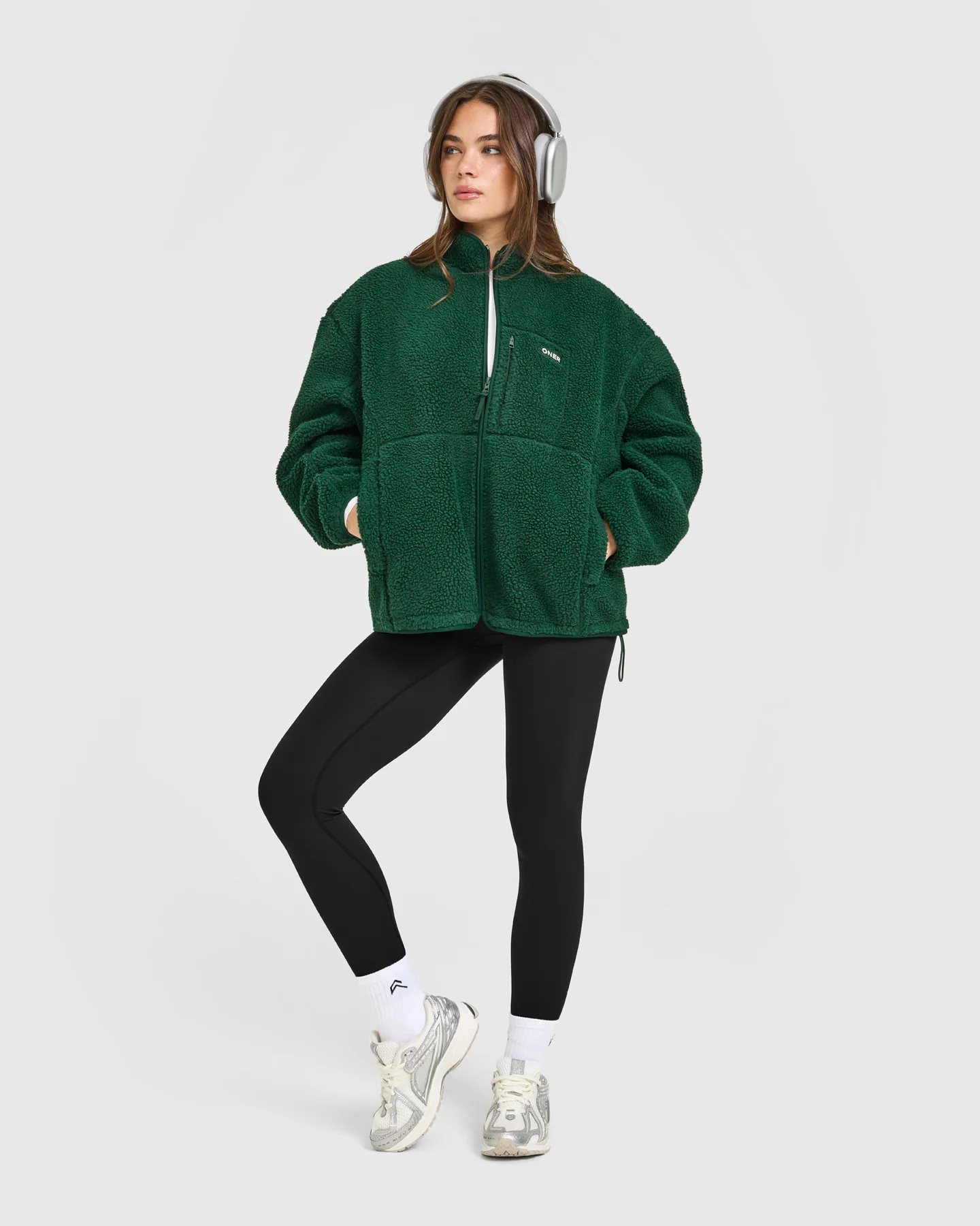 Fleece Jacket with Chest Pocket | Racing Green - Image 2