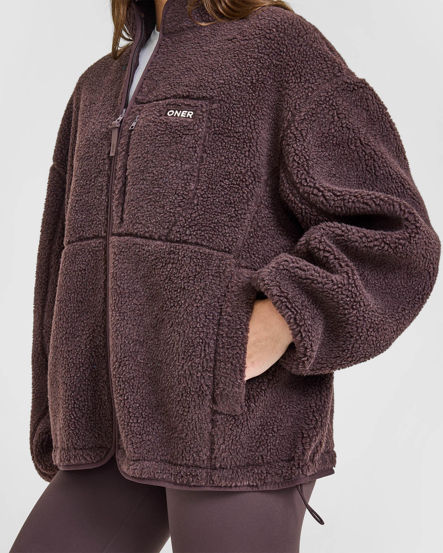 Fleece Jacket with Chest Pocket | Umber Brown - Image 6