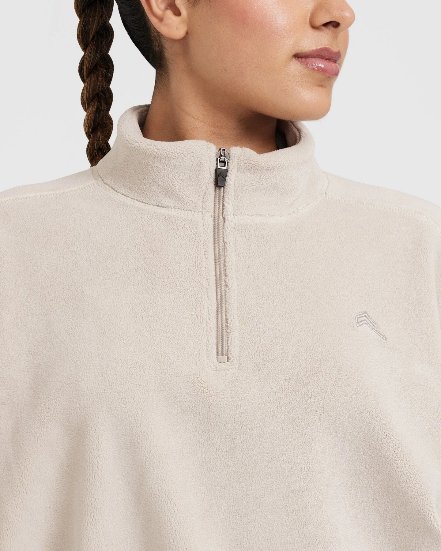 Fleece Oversized Crop 1/2 Zip Sweatshirt | Sand - Image 5