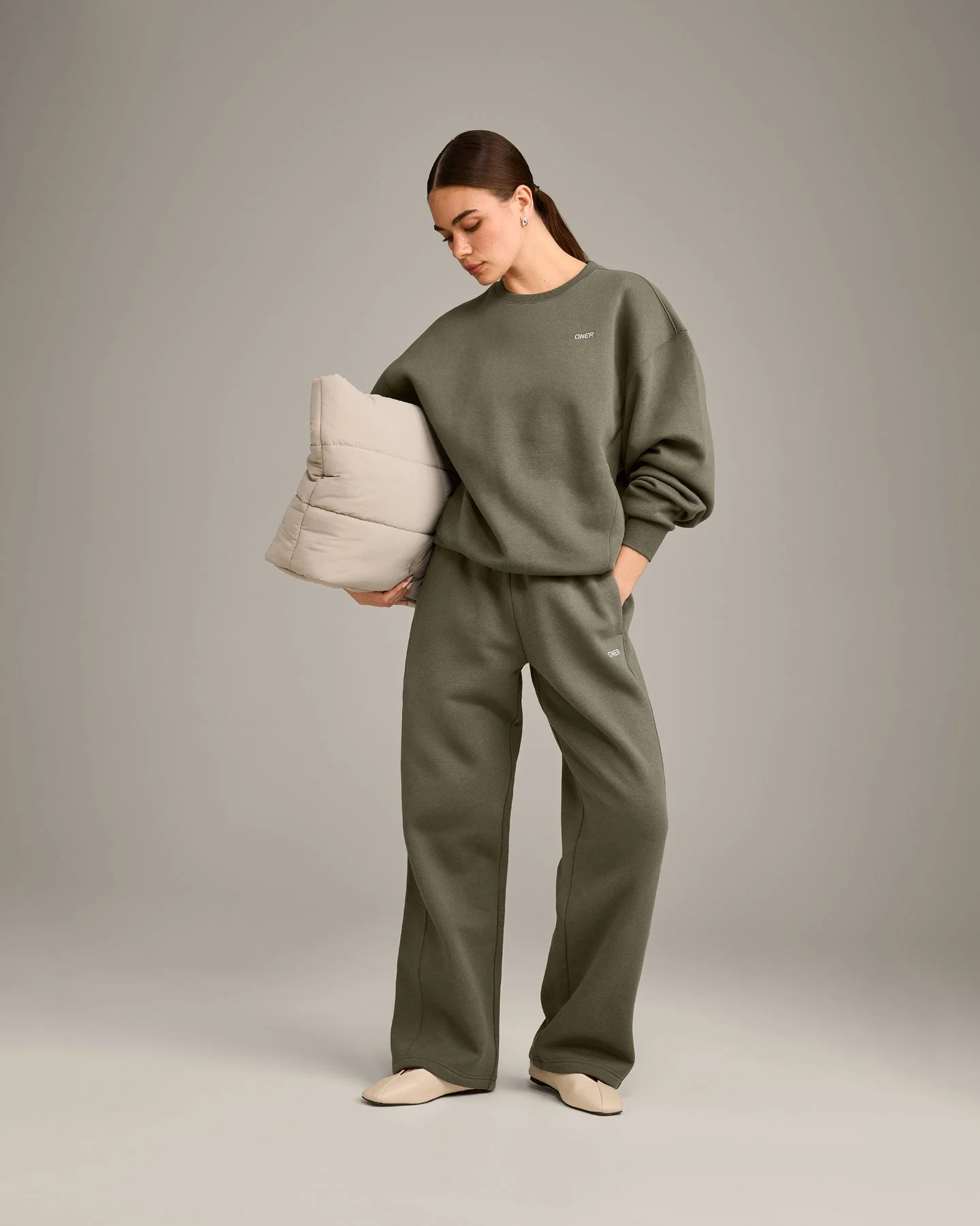 Foundations Cosy Crew Neck Sweatshirt | Alpine Green - Image 3