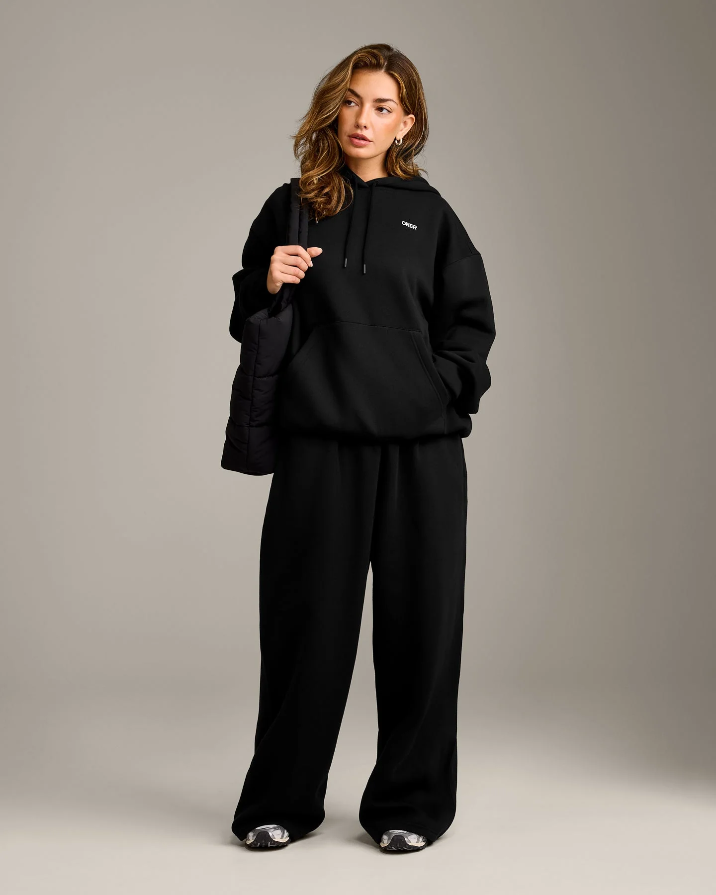 Foundations Cosy Oversized Hoodie | Black - Image 3