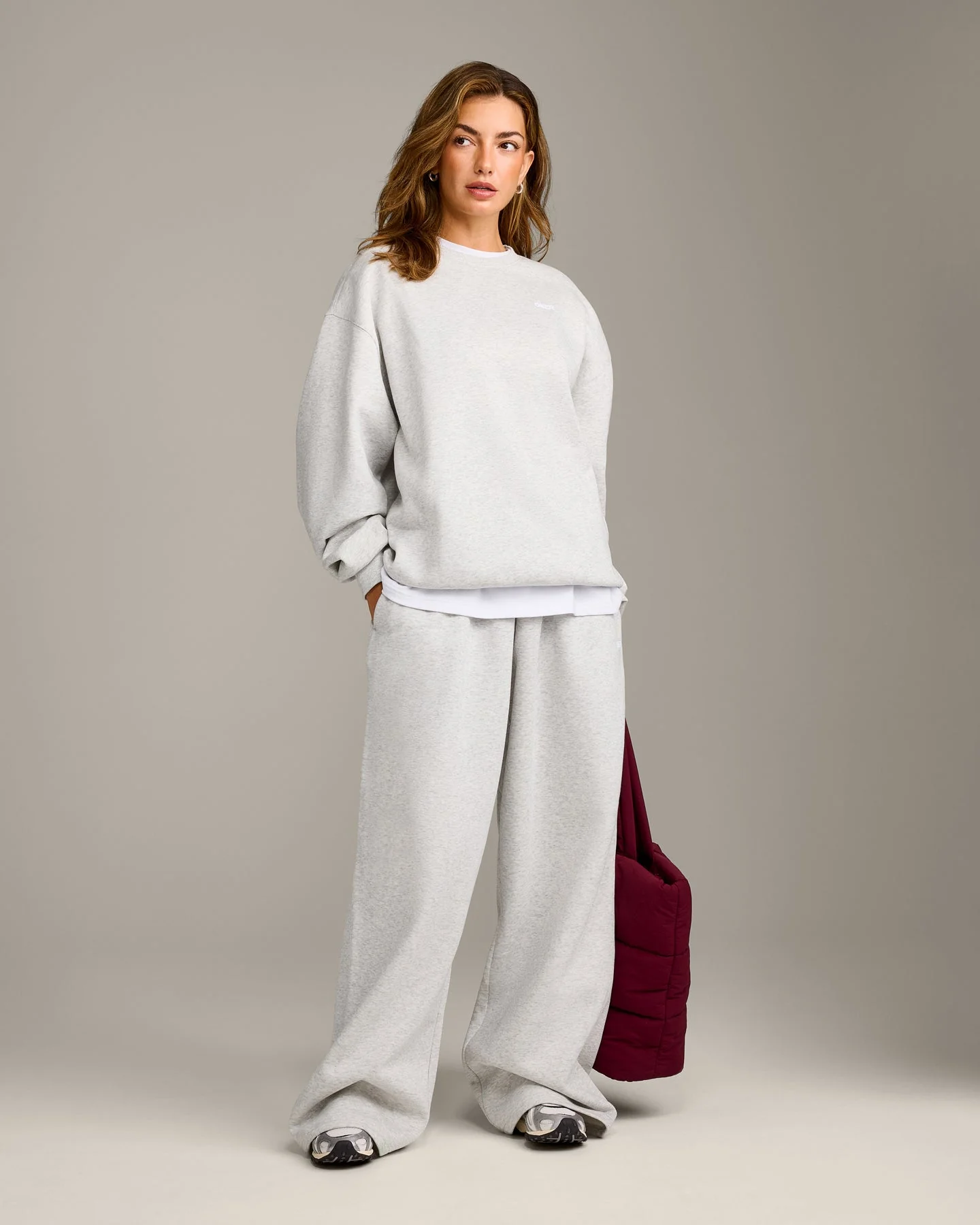 Foundations Cosy Oversized Sweatshirt | Light Grey Marl - Image 3