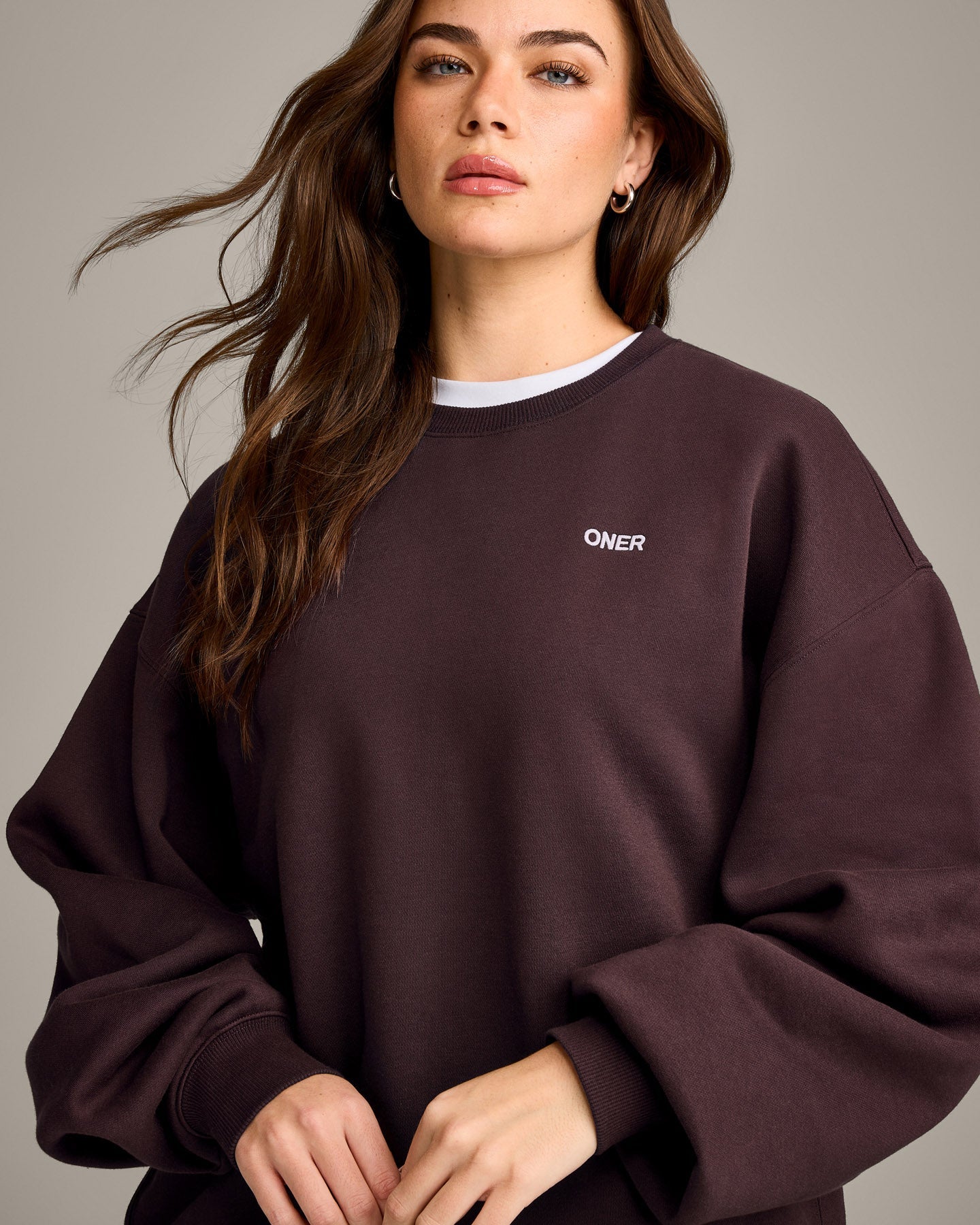 Foundations Cosy Oversized Sweatshirt | Plum Brown - Image 2