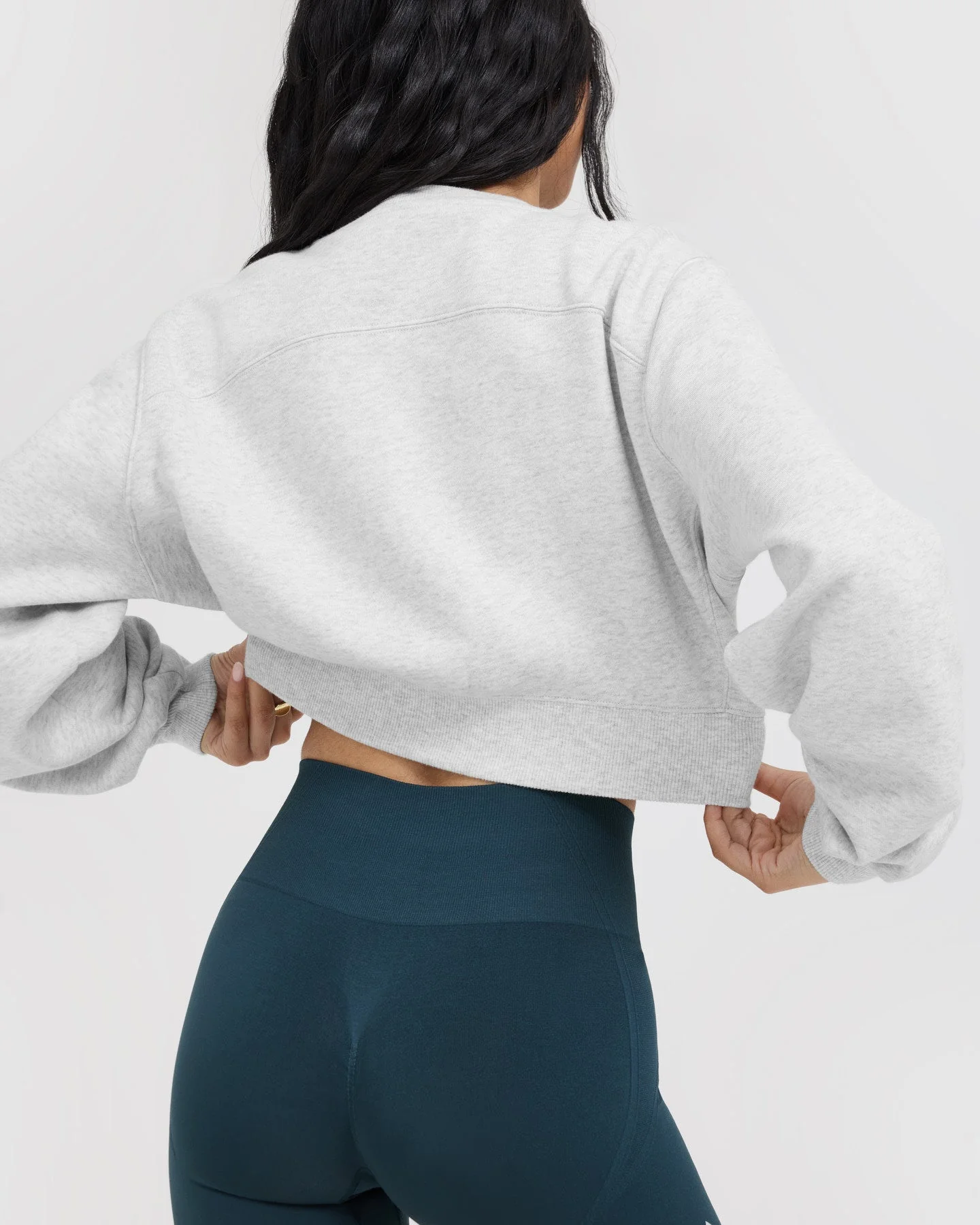Foundations Crop Sweatshirt | Light Grey Marl - Image 6