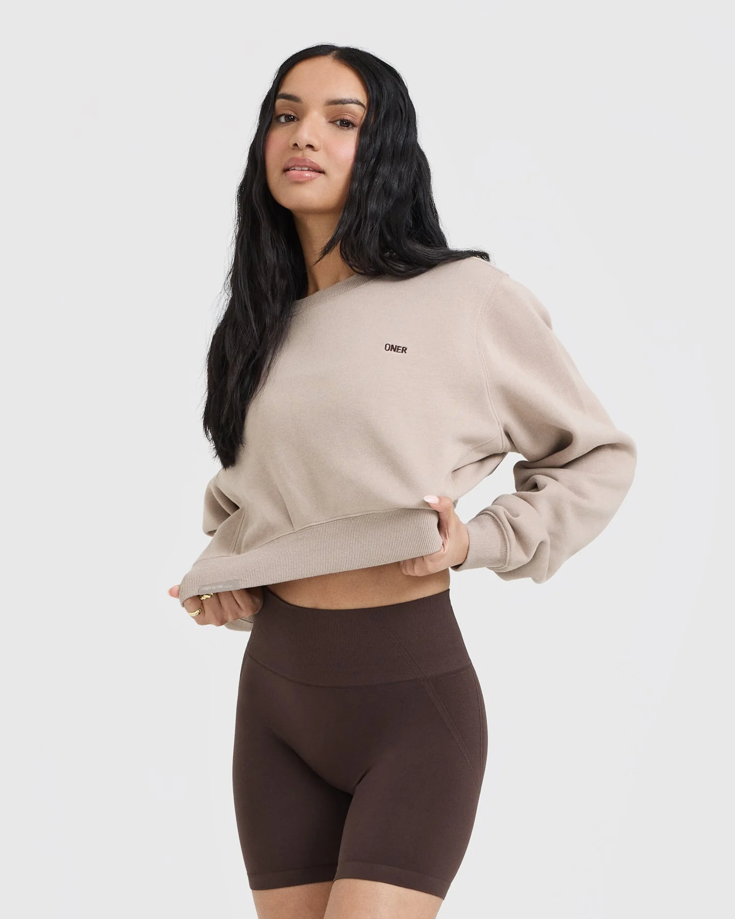 Foundations Crop Sweatshirt | Mushroom Brown - Image 5