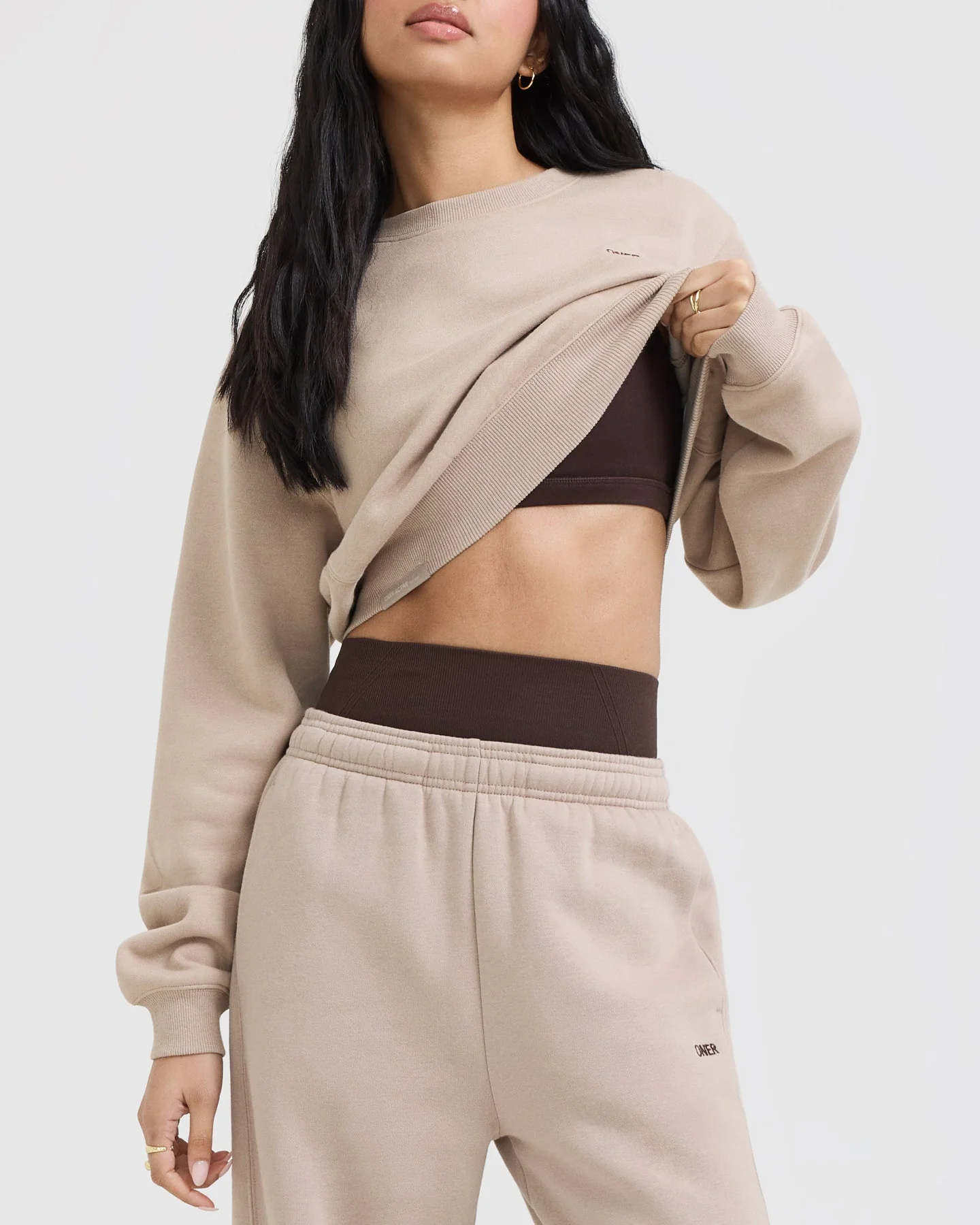Foundations Crop Sweatshirt | Mushroom Brown - Image 6