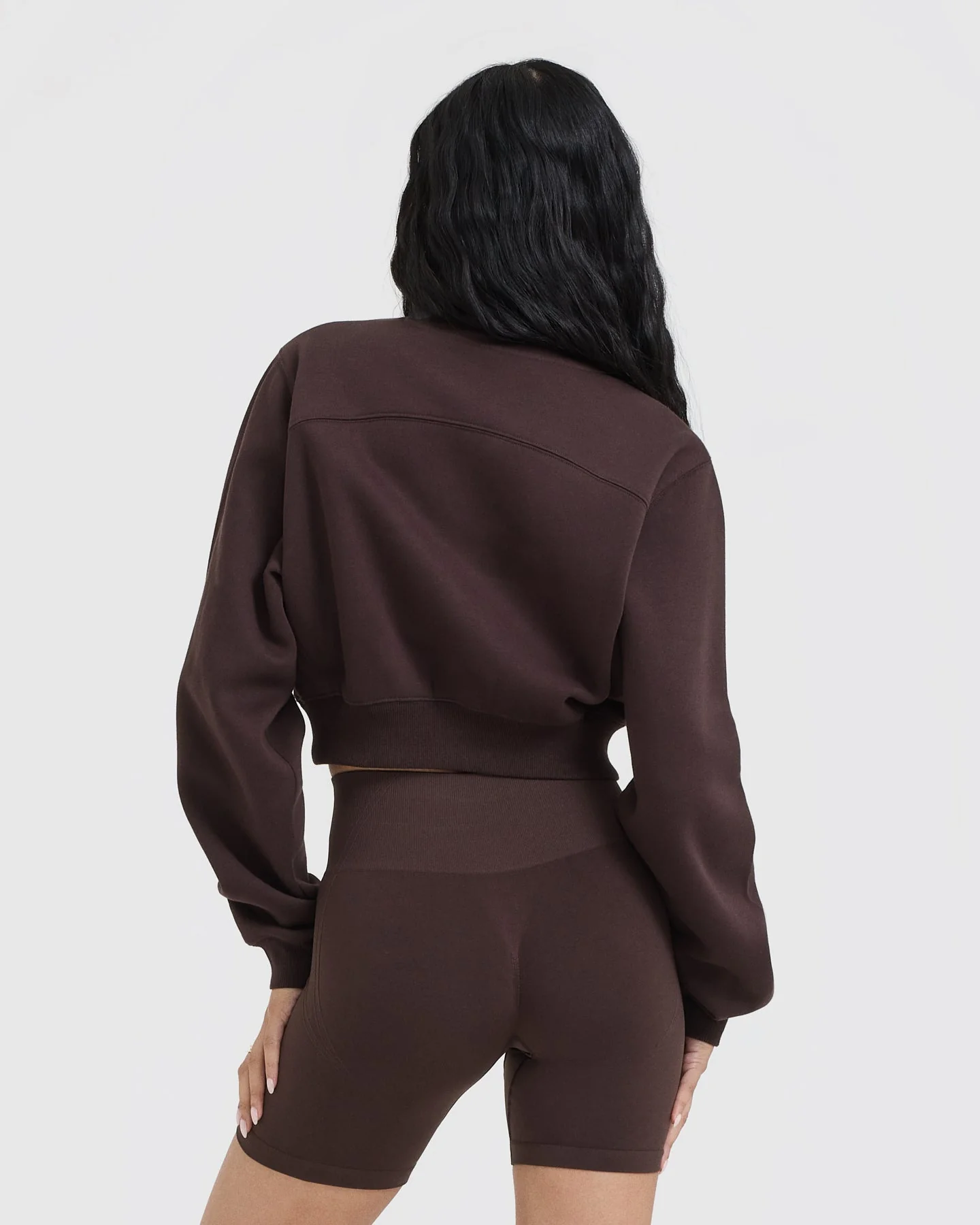 Foundations Crop Sweatshirt | Plum Brown - Image 2