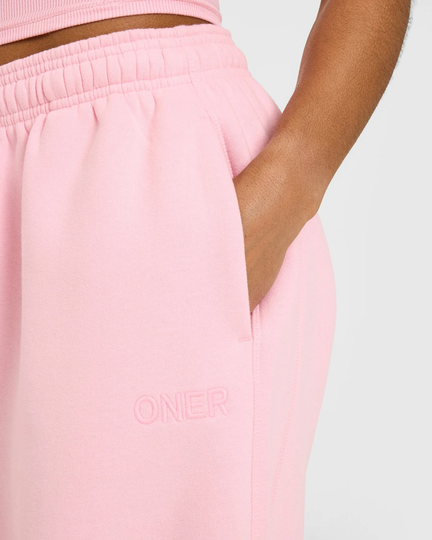 Foundations Oversized Cuffed Joggers with Oner Embroidery | Petal Pink - Image 5