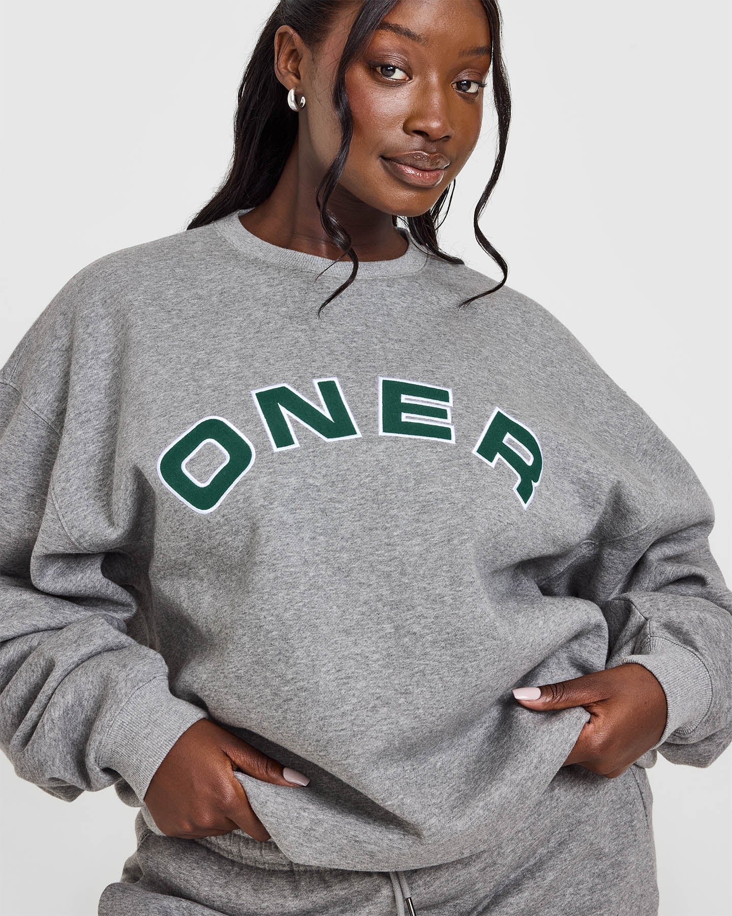 Foundations Oversized Graphic Sweatshirt | Charcoal Marl - Image 5