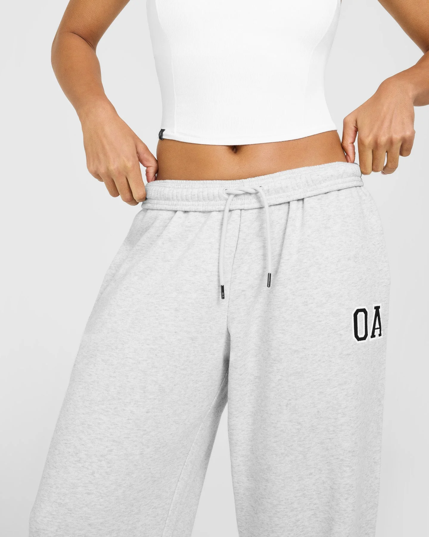 Foundations Oversized Oner Girlfriend Straight Leg Joggers | Light Grey Marl - Image 6