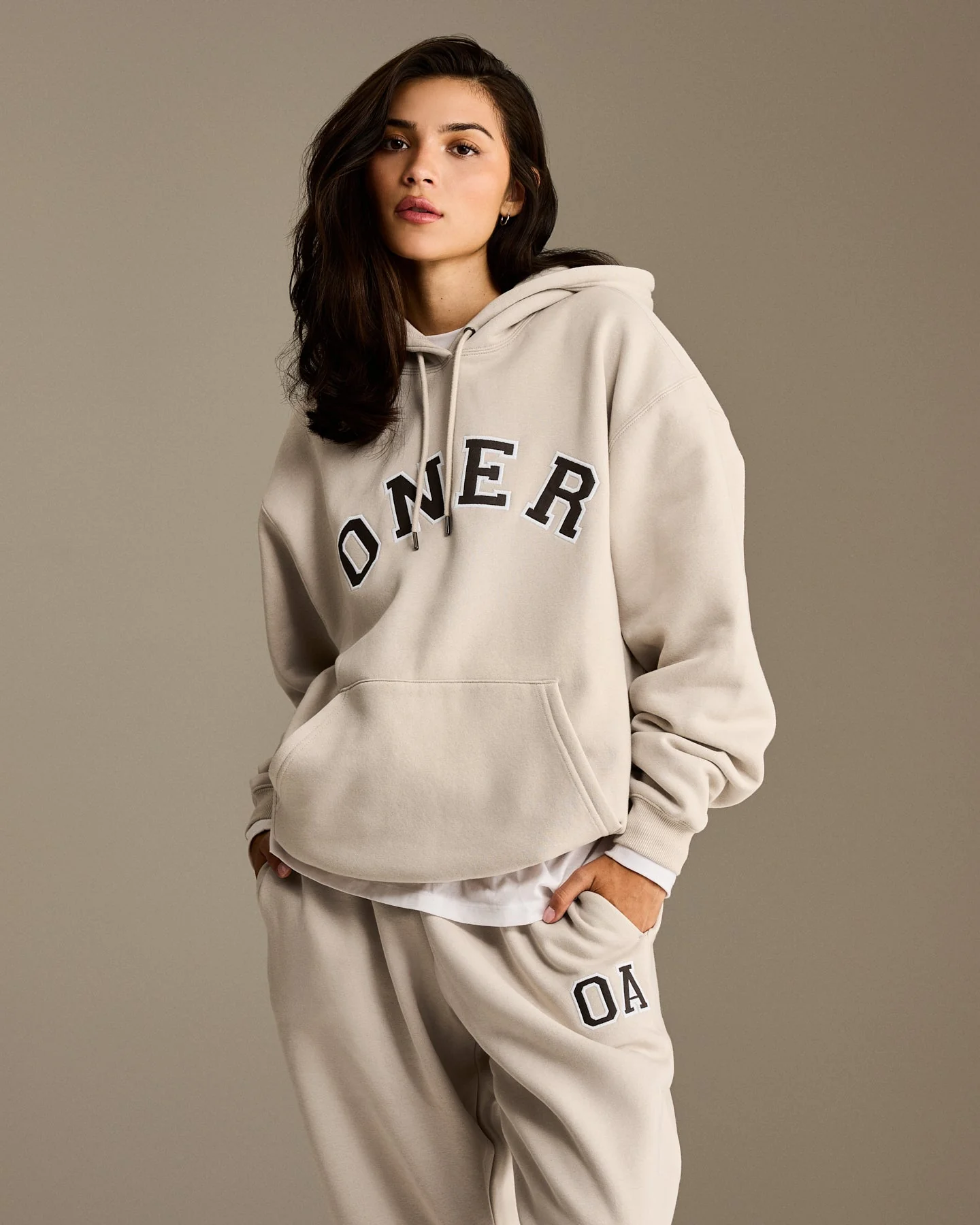 Foundations Oversized Oner Girlfriend Straight Leg Joggers | Sand - Image 2