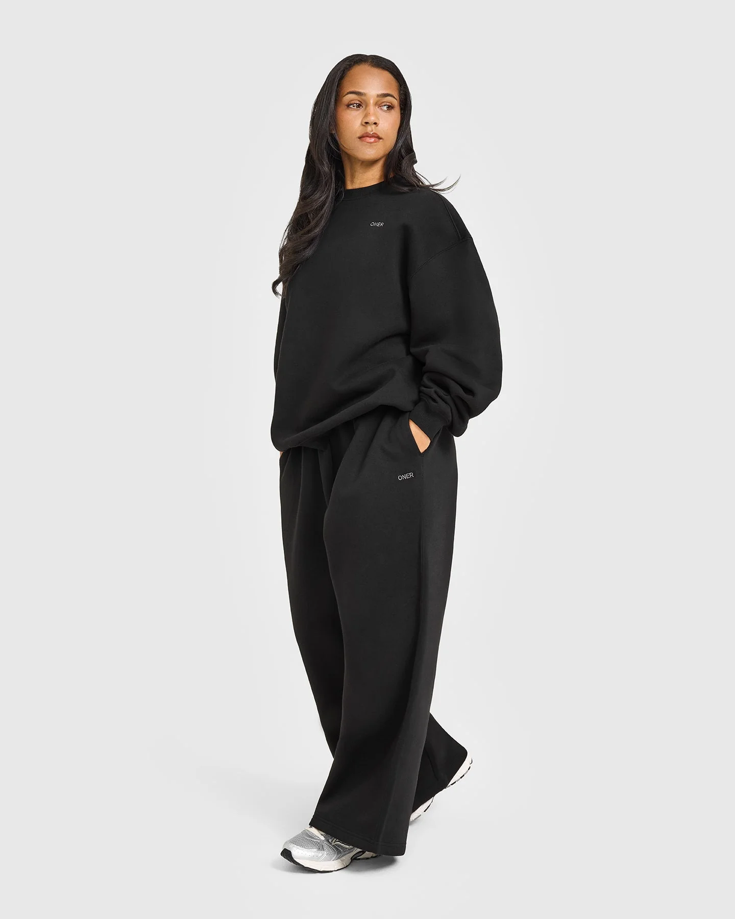 Foundations Oversized Straight Leg Joggers | Black - Image 3