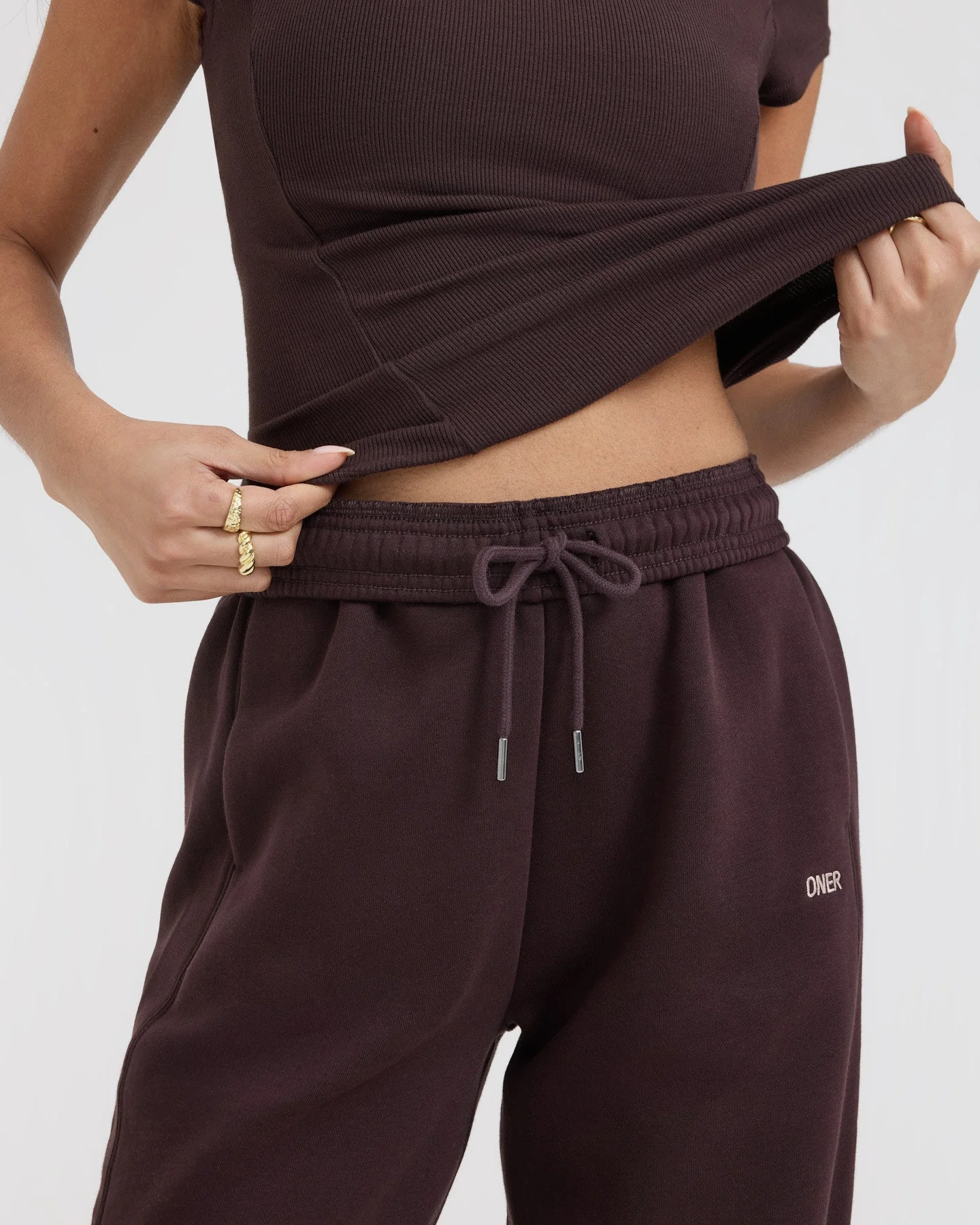 Foundations Straight Leg Joggers | Plum Brown - Image 5