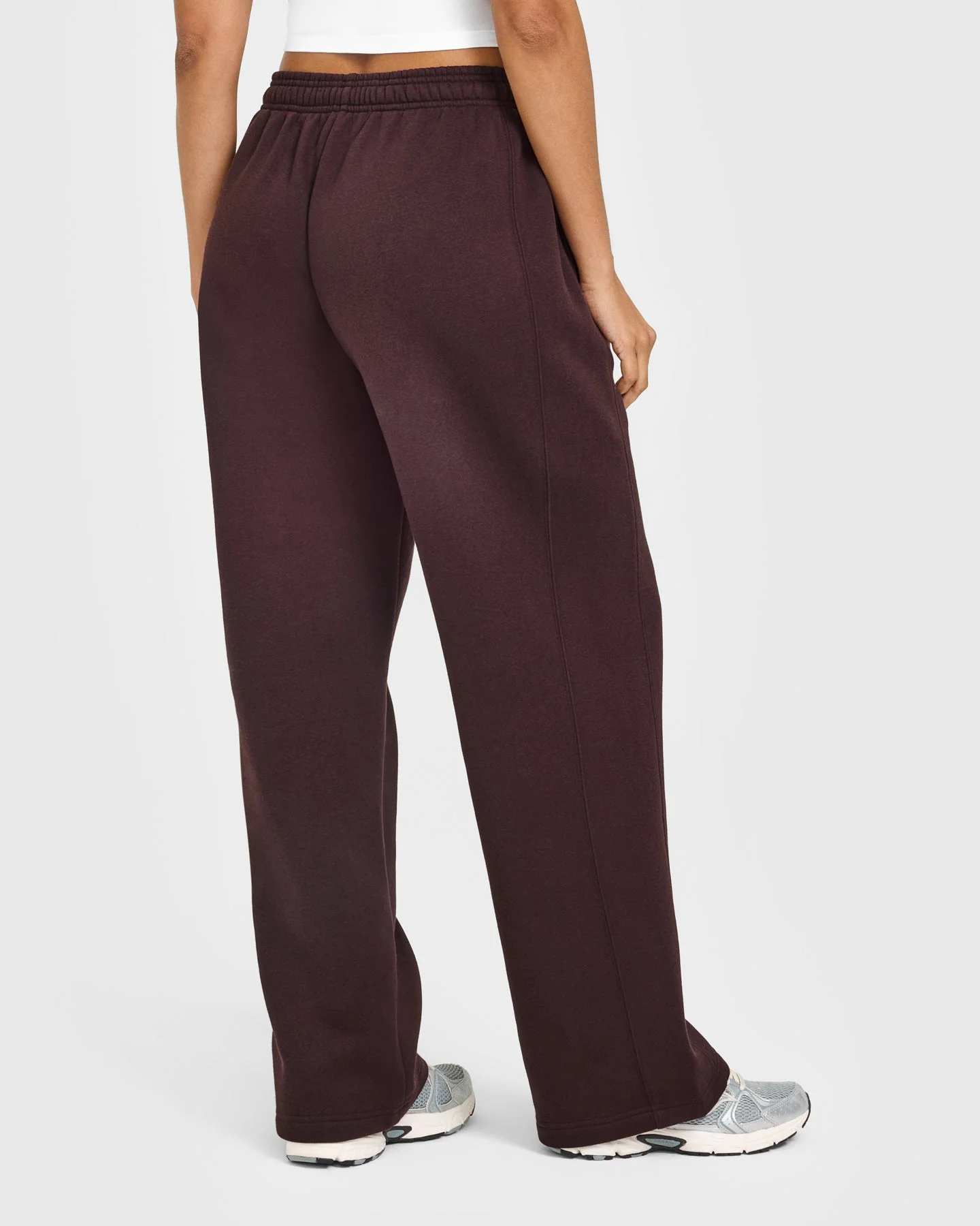 Foundations Straight Leg Joggers with Grey Logo | Plum Brown - Image 4