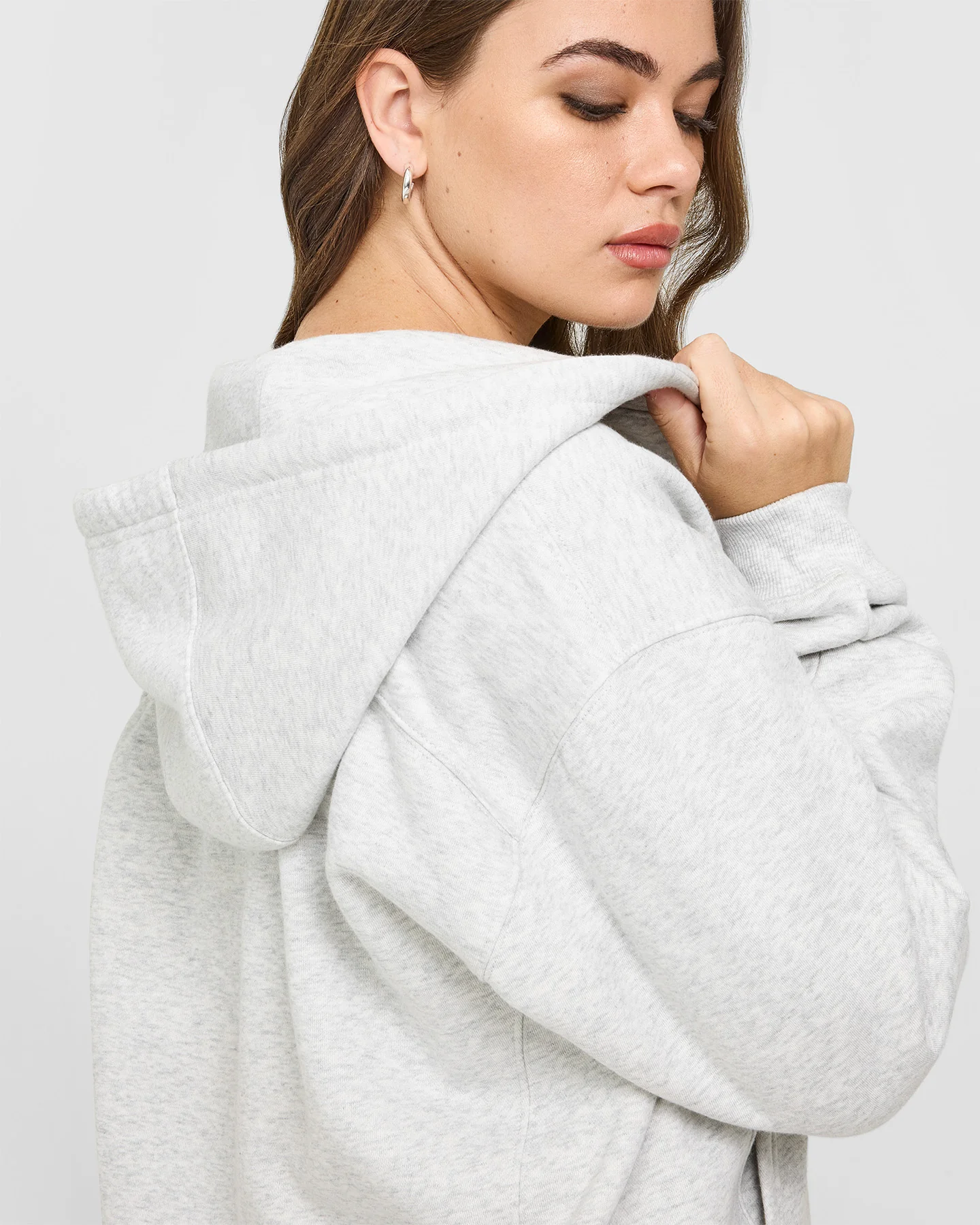 Foundations Zip Through Hoodie | Light Grey Marl - Image 4