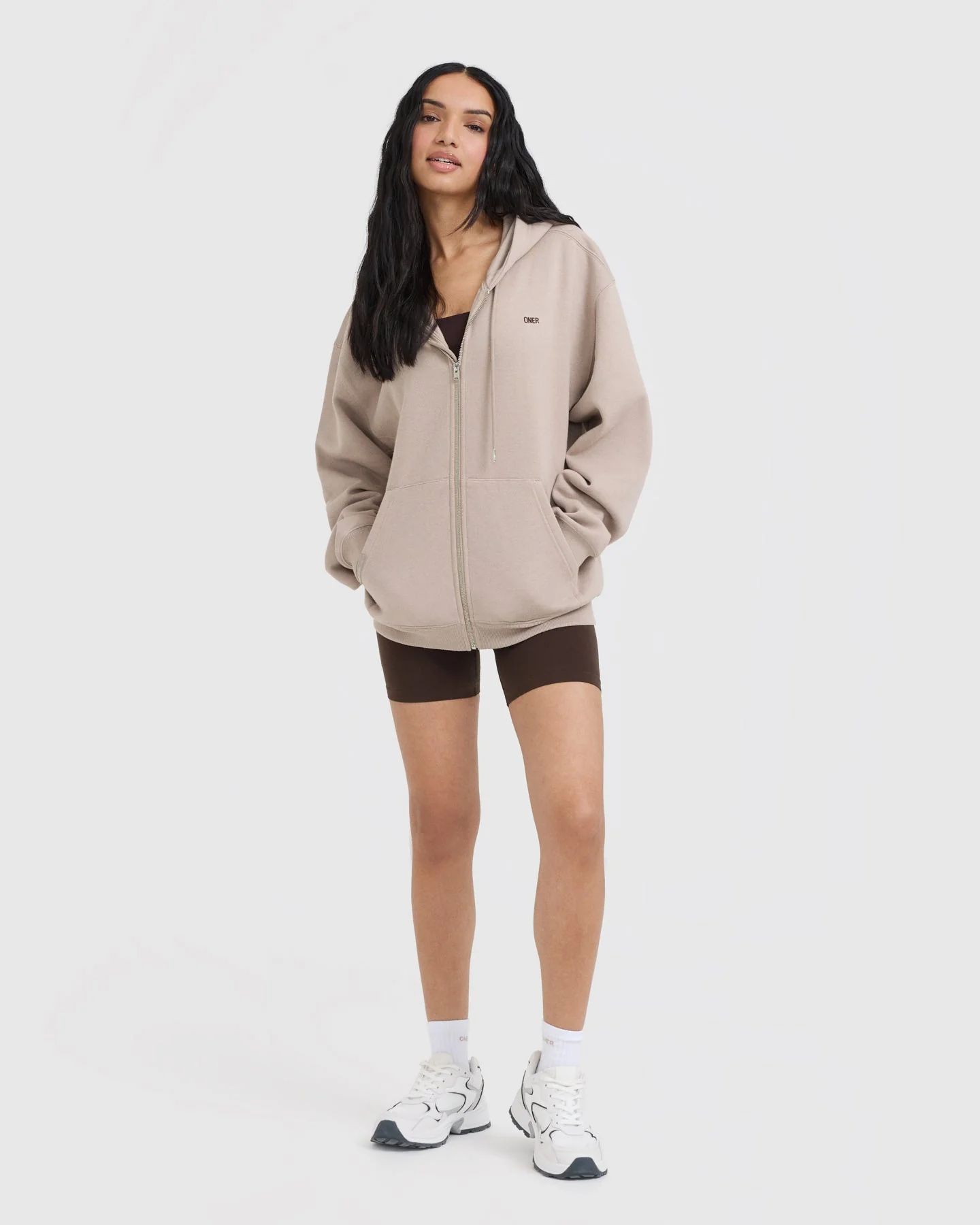 Foundations Zip Through Hoodie | Mushroom Brown - Image 5