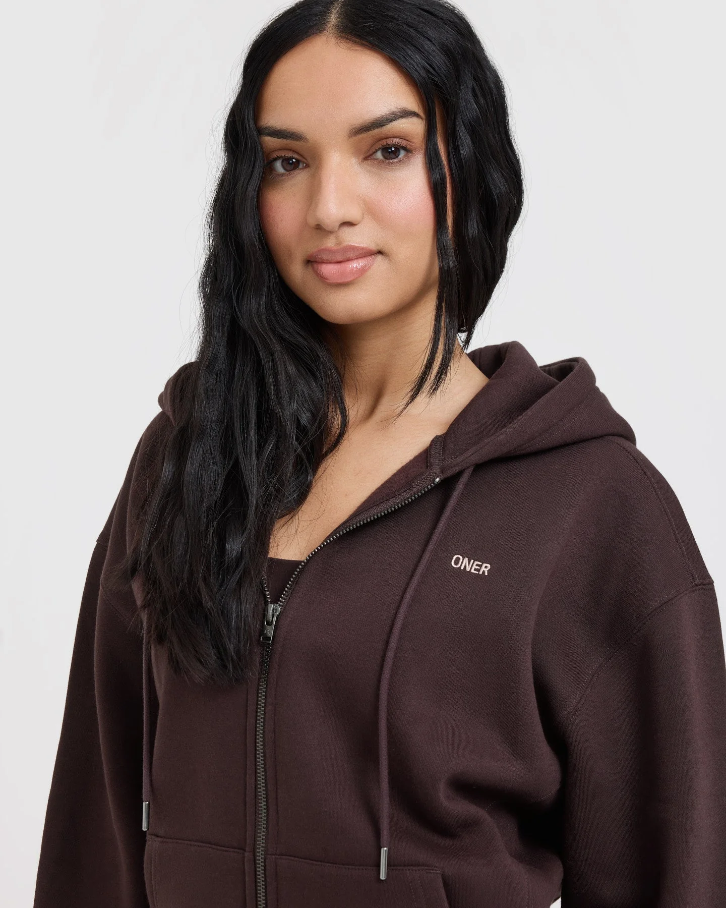 Foundations Zip Through Hoodie | Plum Brown - Image 4