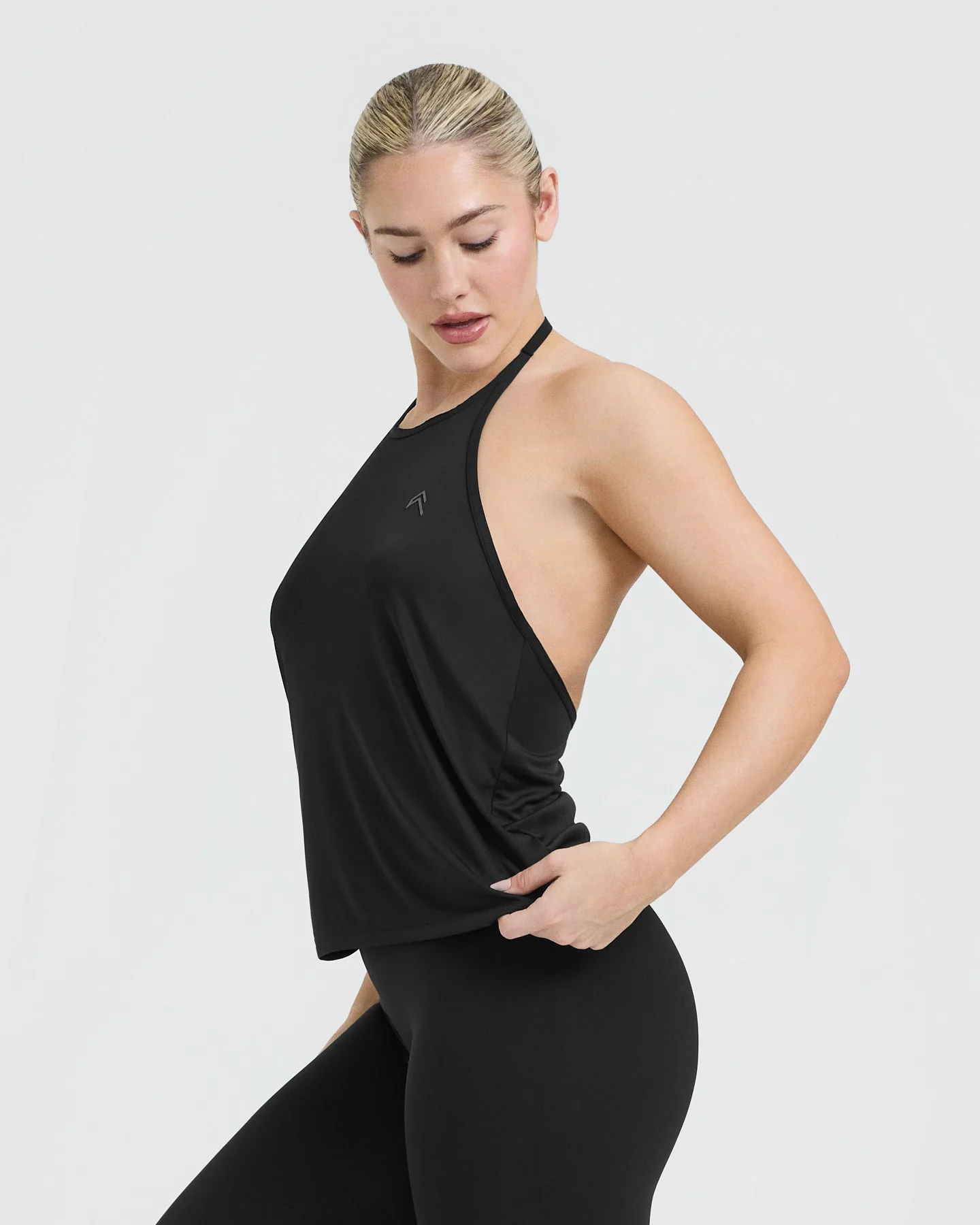 Go To High Neck Loose Crop Vest | Black - Image 3