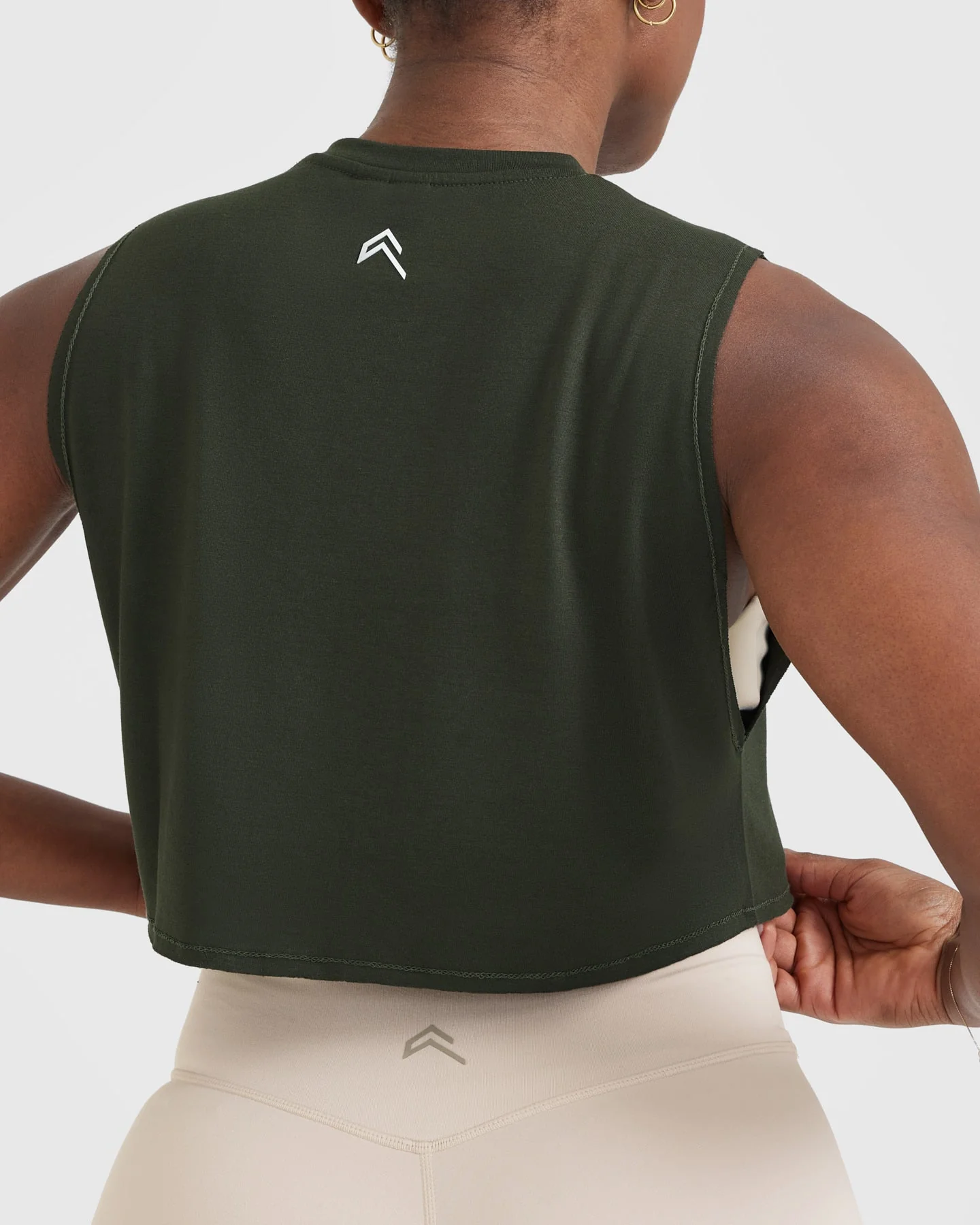Go To Muscle Crop Vest | Khaki Green - Image 5