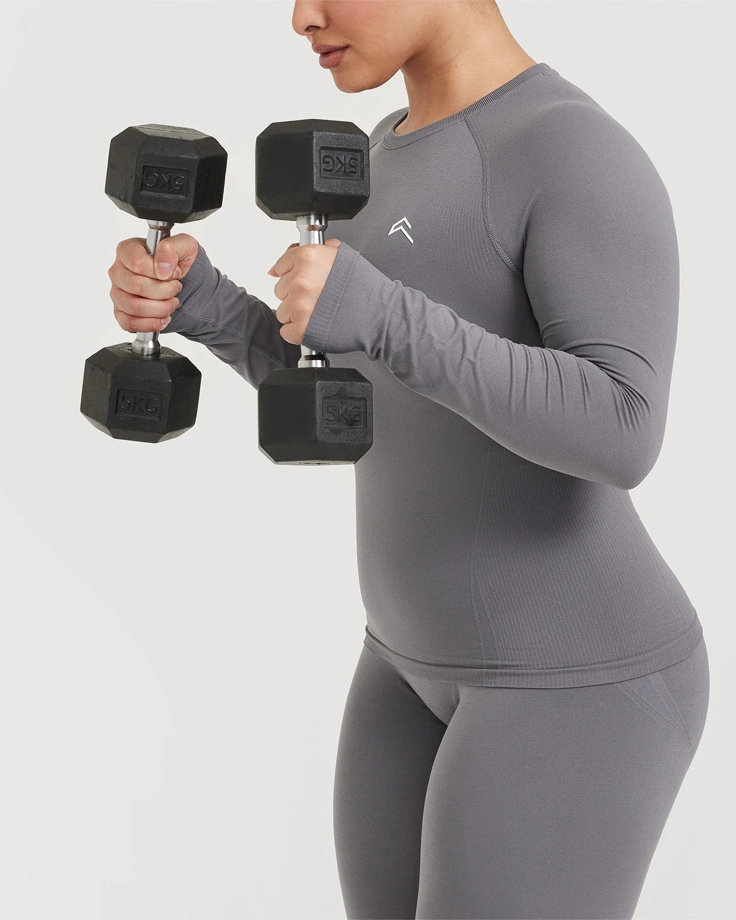 Go To Seamless Fitted Long Sleeve Top | Ash Grey - Image 6
