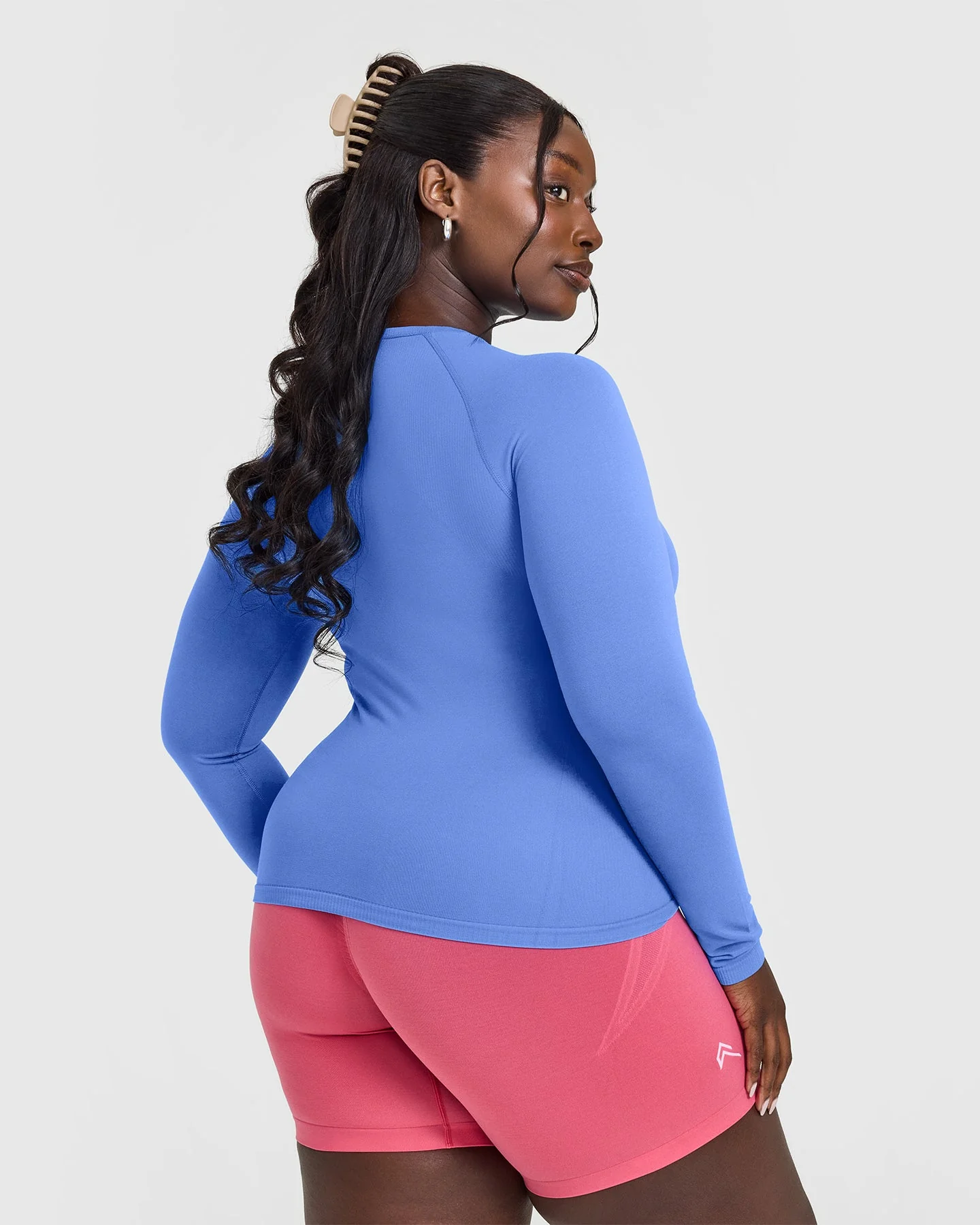 Go To Seamless Fitted Long Sleeve Top | Light Glaucous Blue - Image 4