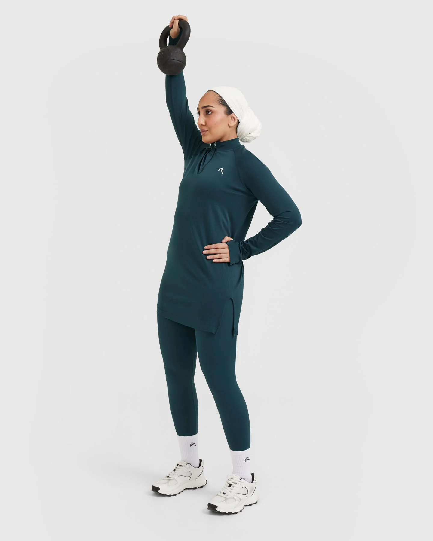 Go To Seamless Loose Long Sleeve Longline Top | Oil Blue - Image 6