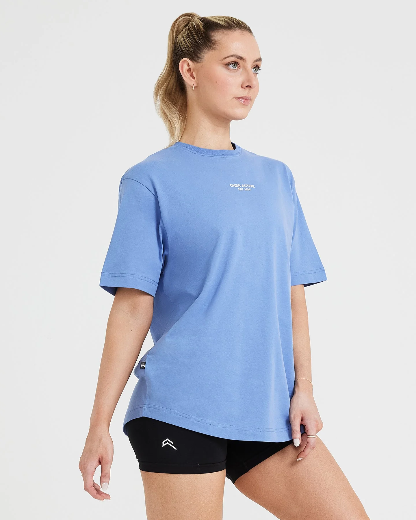 Graphic Oversized Short Sleeve Tee | Washed Light Denim - Image 3