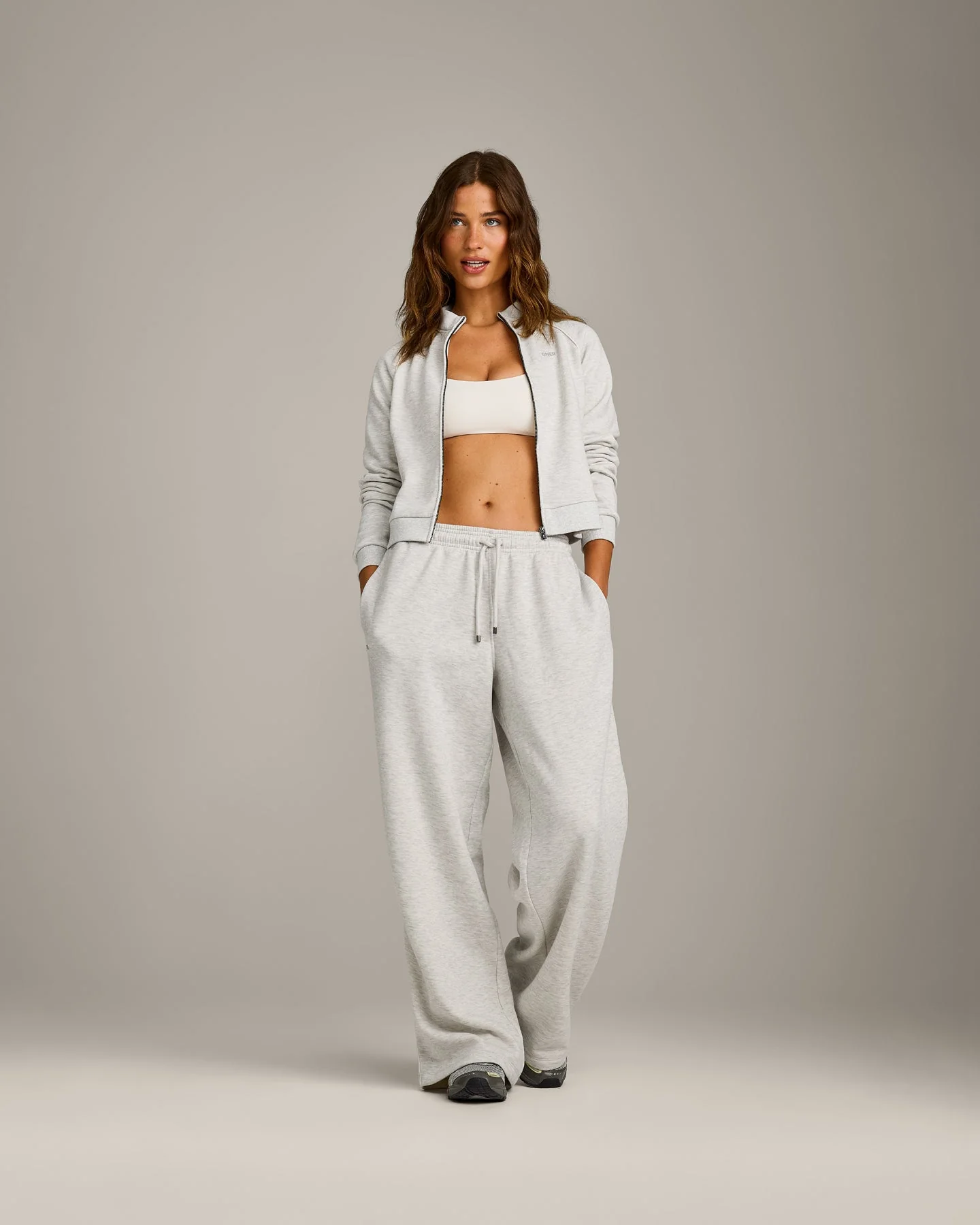 Jersey Tracksuit Straight Leg Joggers | Light Grey Marl - Image 3