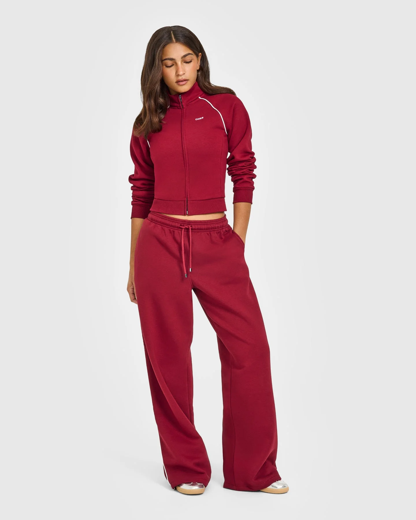 Jersey Tracksuit Zip Through Jacket | Ruby Red - Image 2