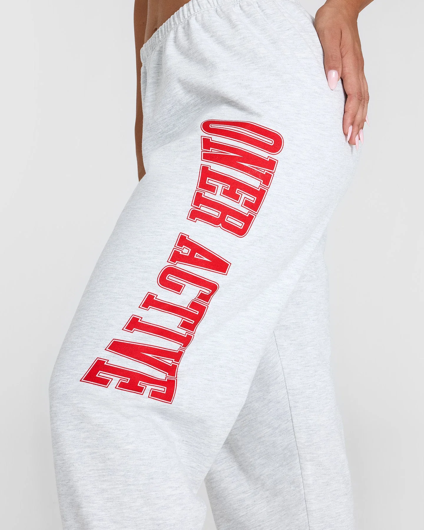Lightweight Joggers with Red Graphic | Light Grey Marl - Image 4