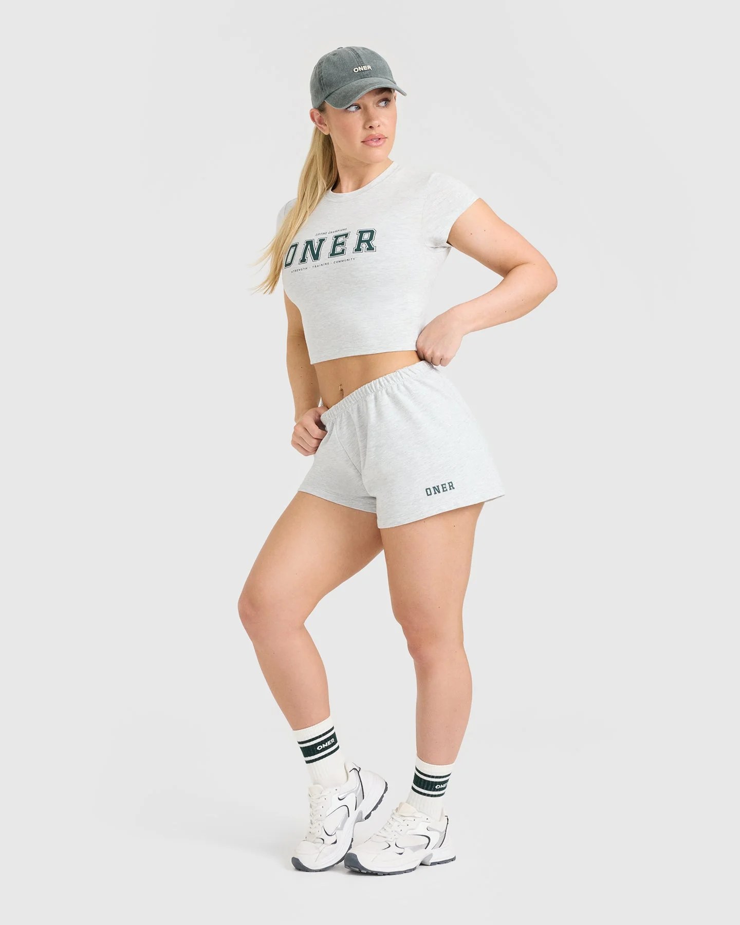 Lightweight Shorts with Printed Logo | Light Grey Marl - Image 3
