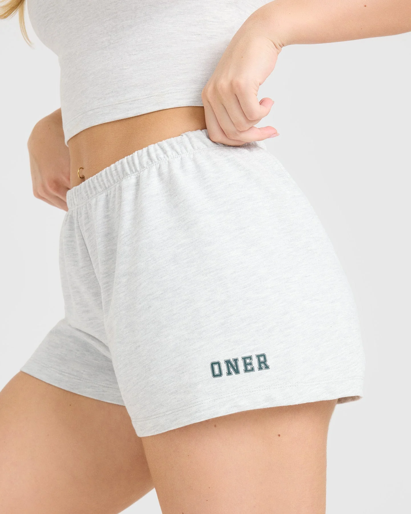 Lightweight Shorts with Printed Logo | Light Grey Marl - Image 4