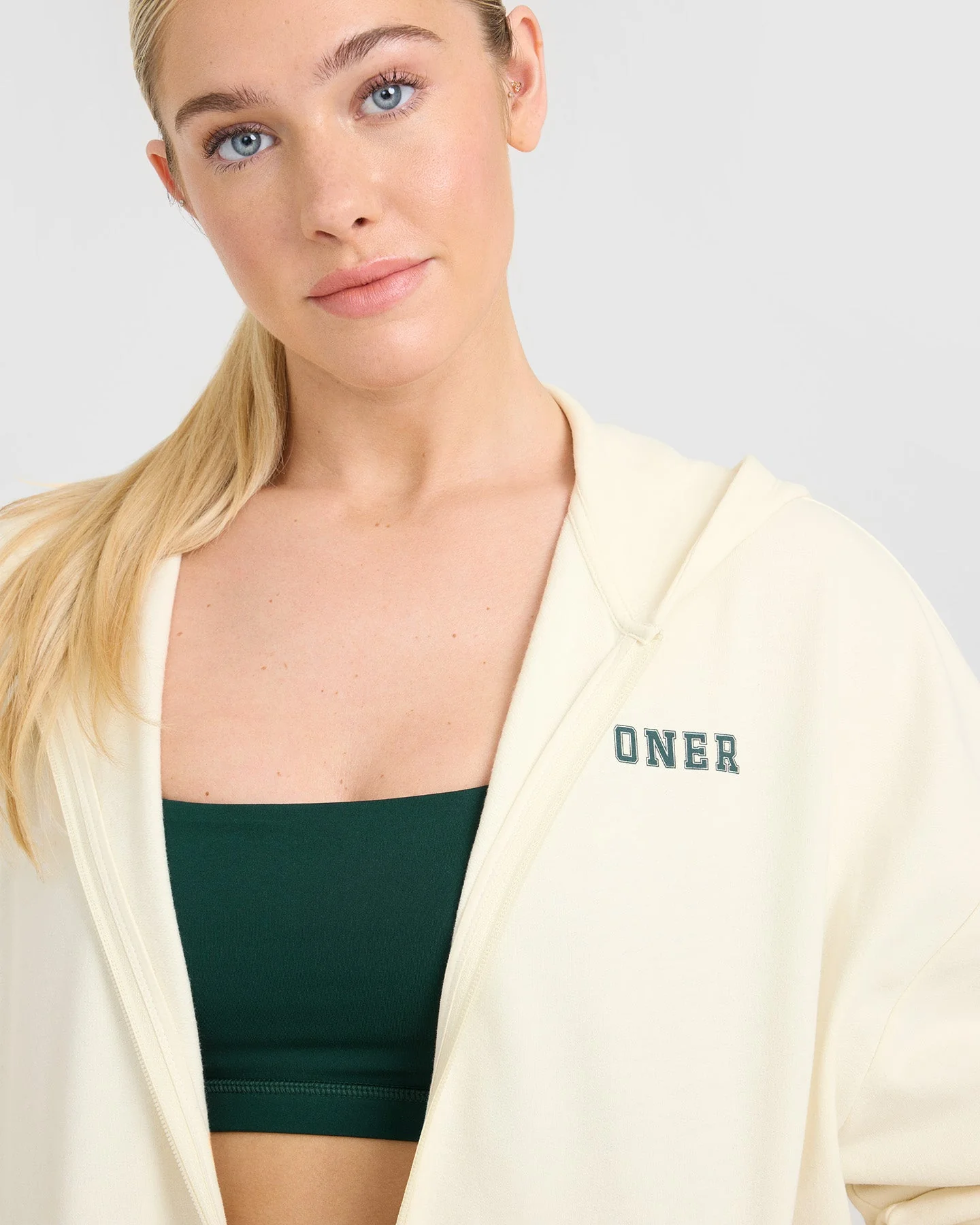 Lightweight Zip Through Hoodie with Printed Logo | Off White - Image 4