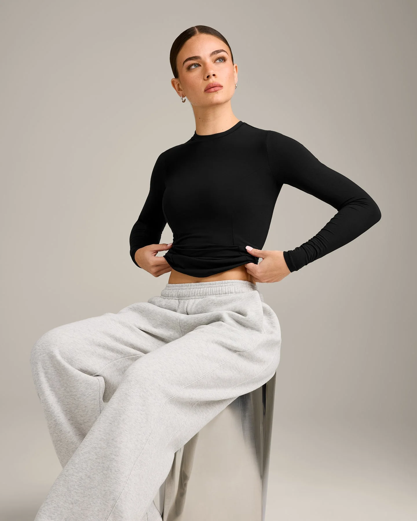 Mellow™ Motion Crew Neck Long Sleeve Top | Black - Image 3
